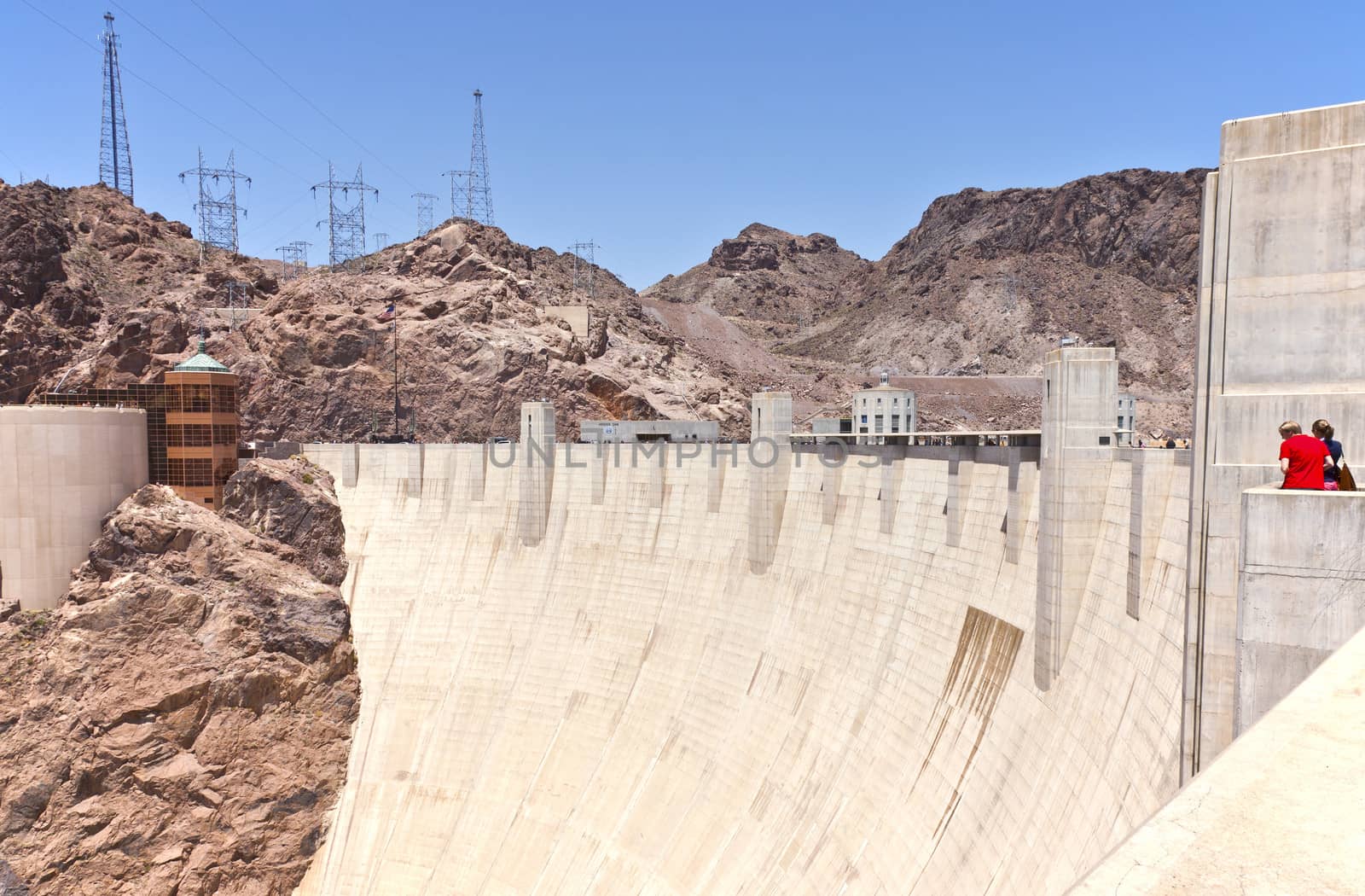 Hoover Dam electrical power pland and tourists Nevada.