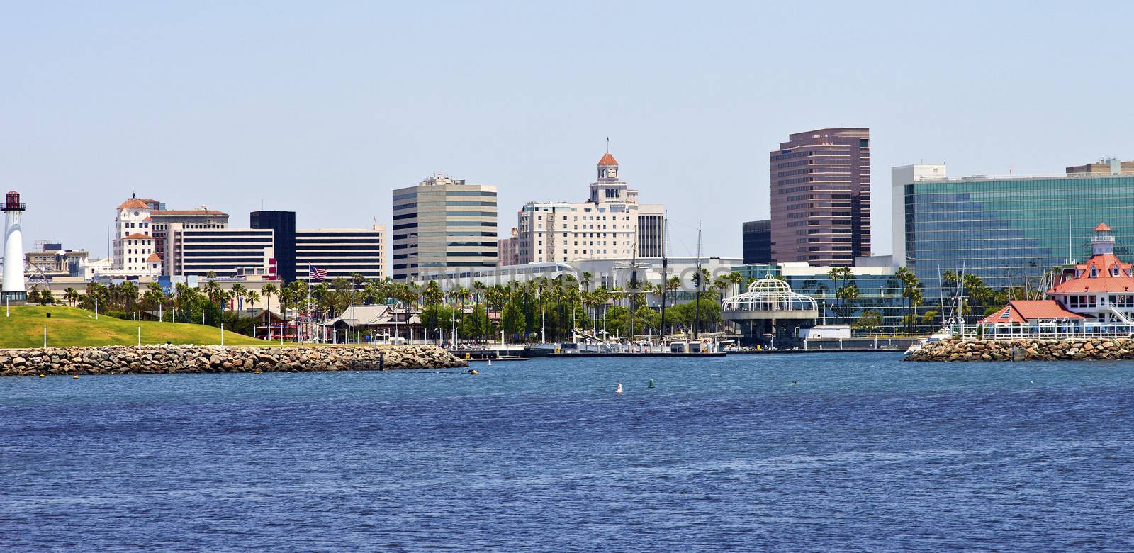 ong Beach skyline California. by Rigucci