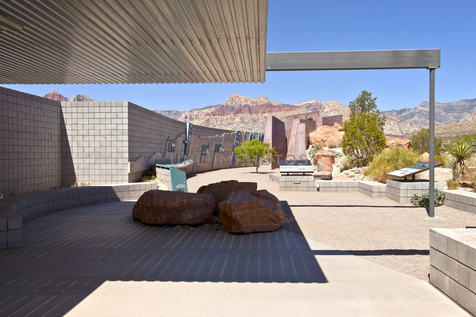 LAS VEGAS - May 31 2013: A view of The voisitor center outdoors displays shown at the Red Rock Canyon Visitor Center on May 31, 2013 in Las Vegas.