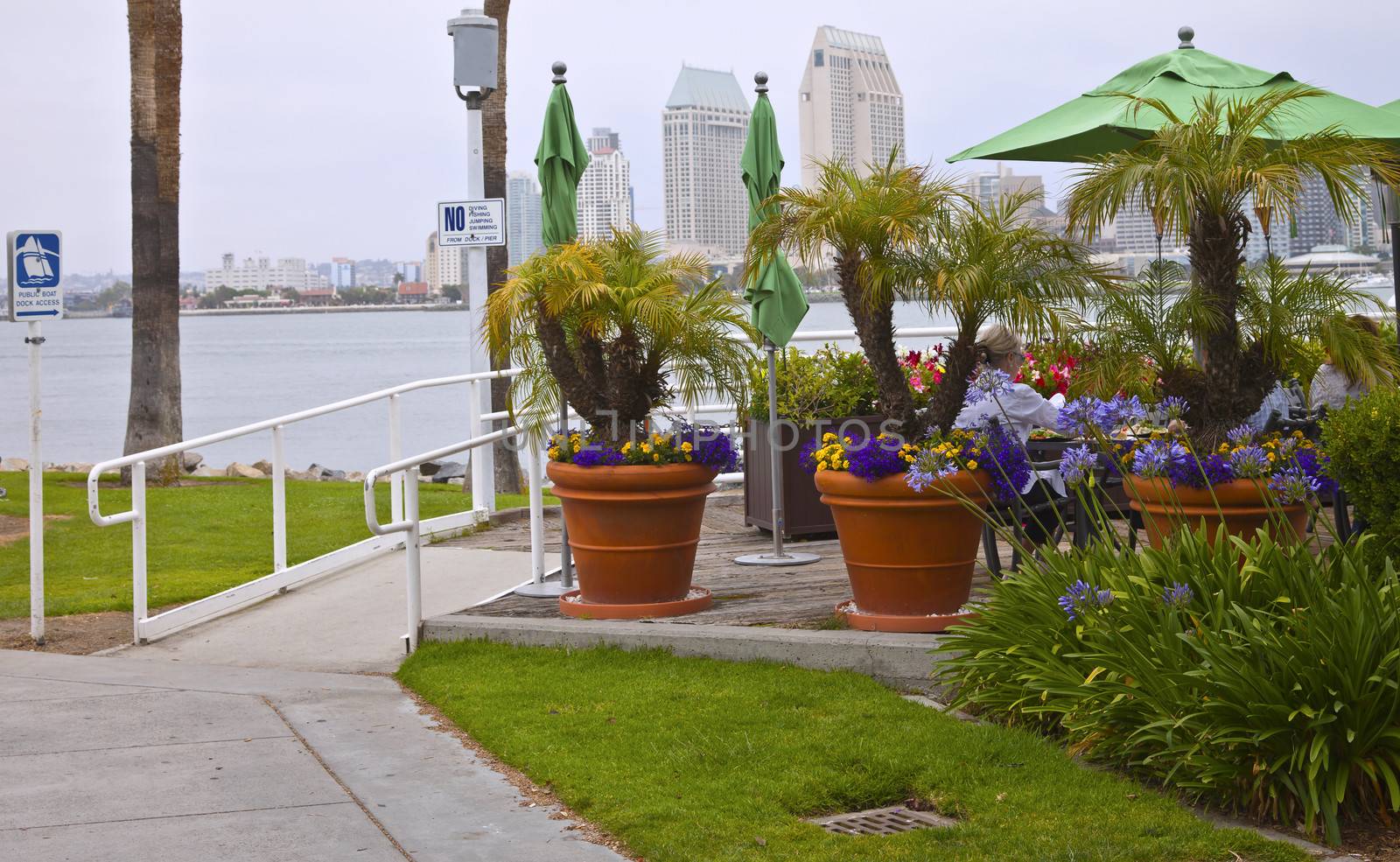 Outdoor Cafe a green corner in Coronado Island San Diego California