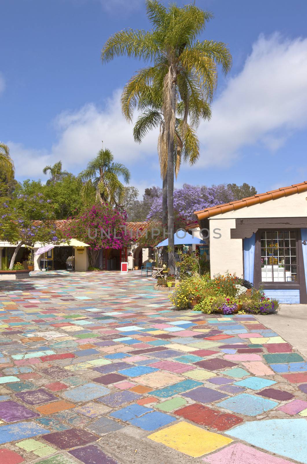 Spanish Village in Balboa Park art and craft exhibits San Diego California.