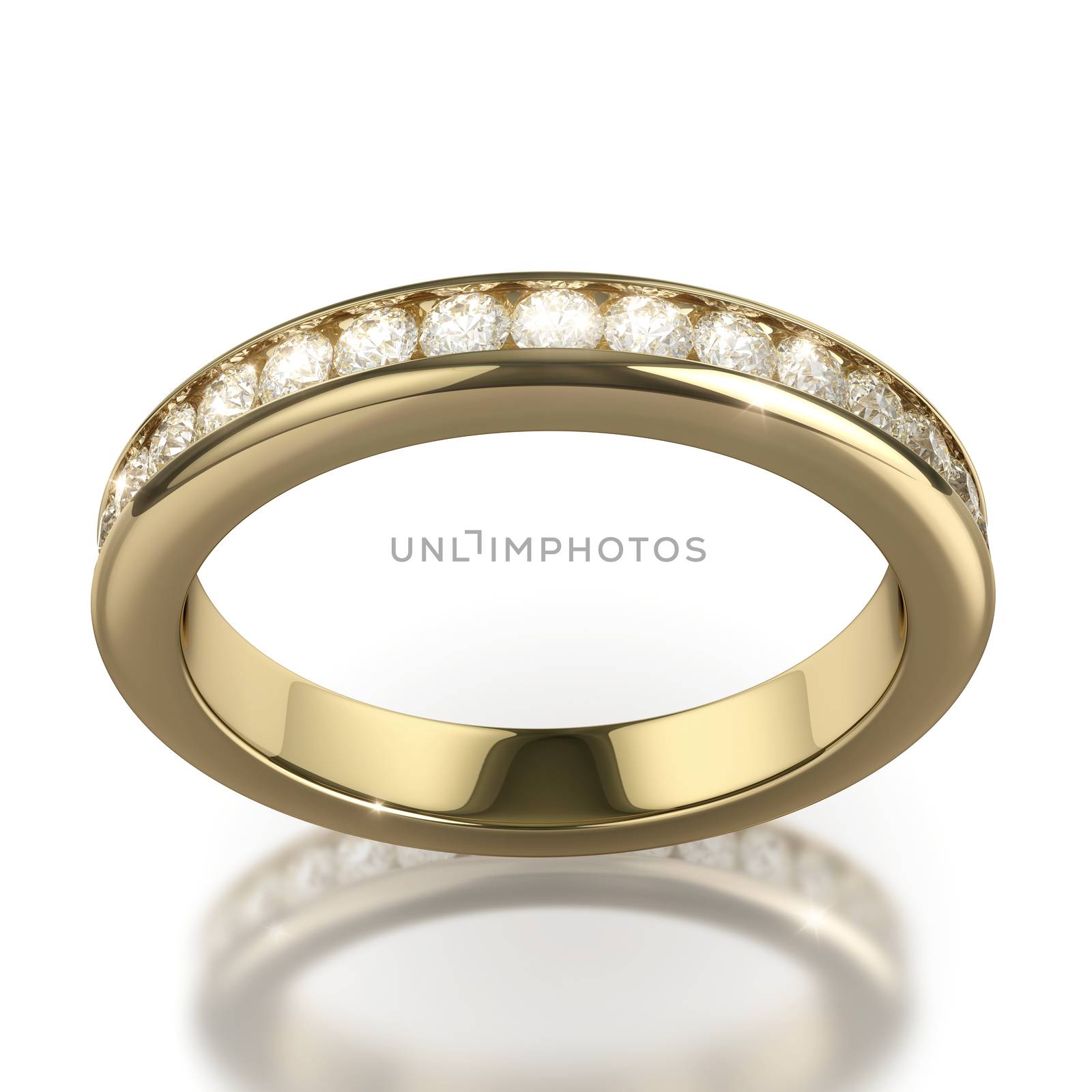 Wedding dIamond ring on white background - with clipping path