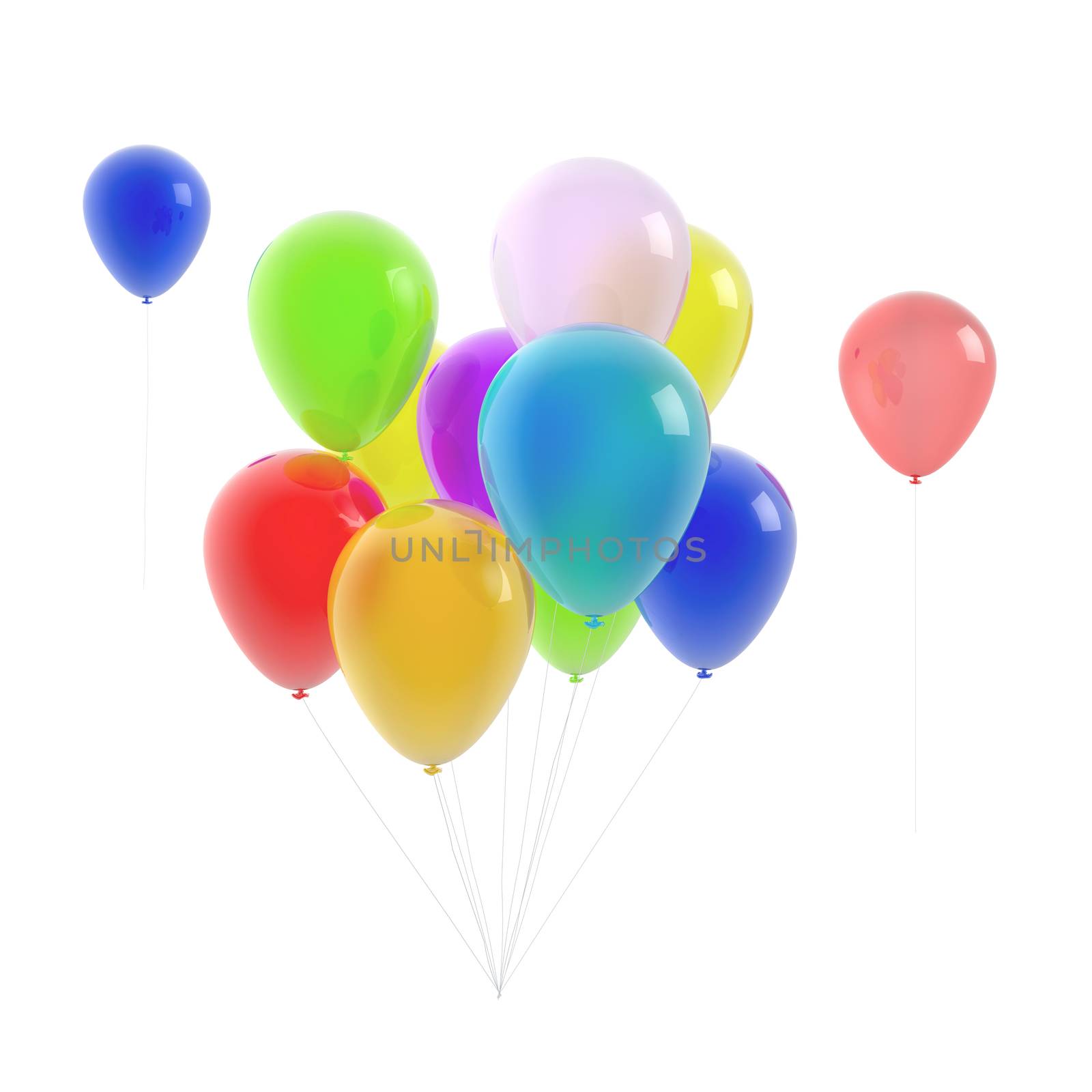 Colorful balloons isolated on white background by 123dartist