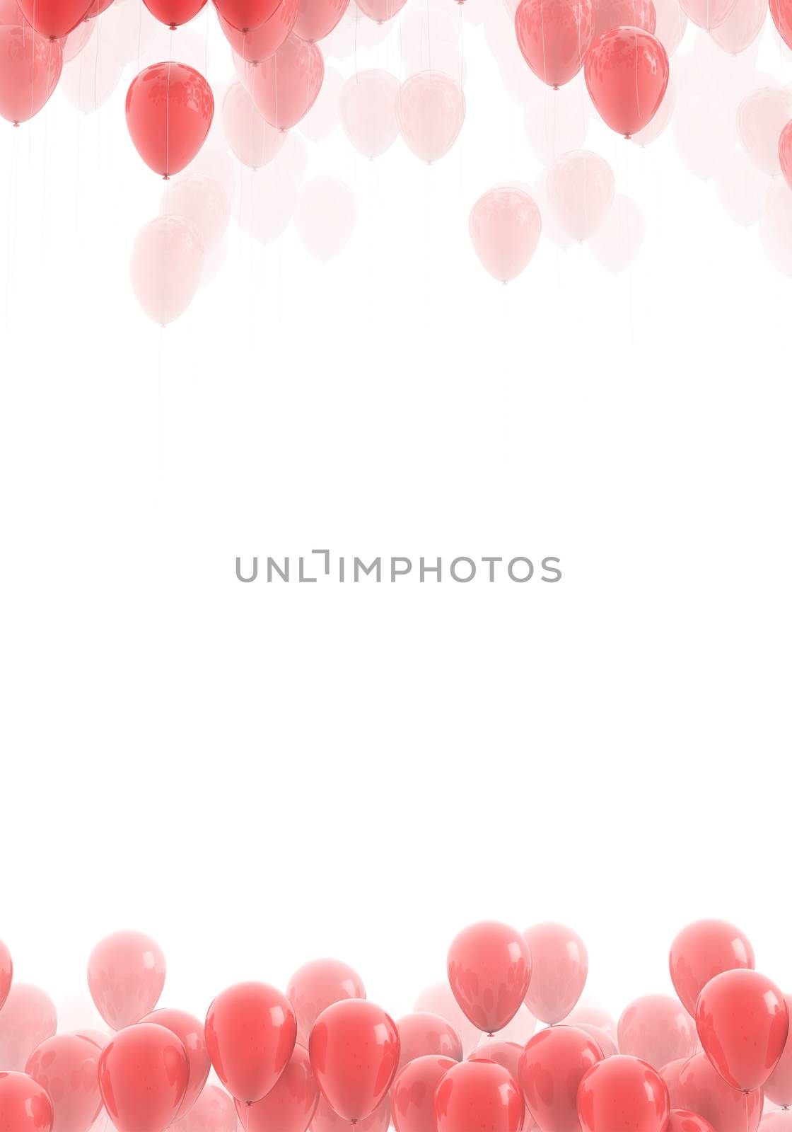 Red Balloons background on white background