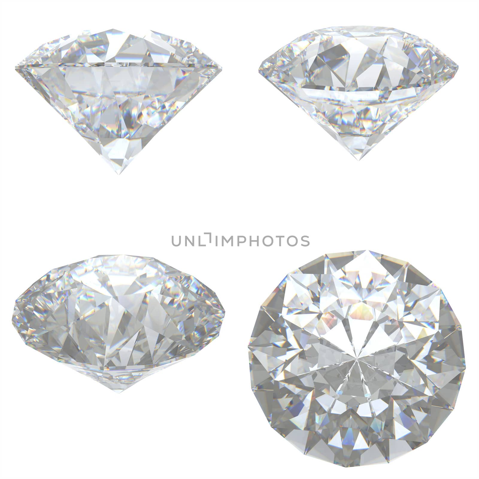 4 Diamonds set on white background - clipping path by 123dartist