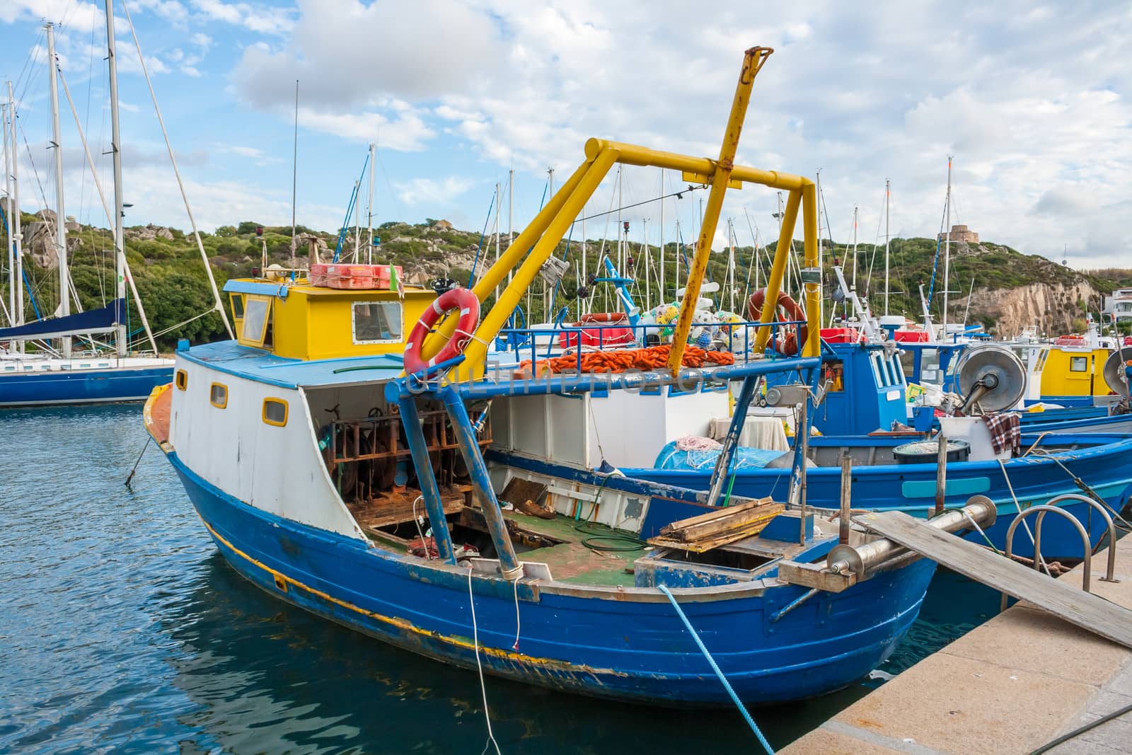 old fishermen boats in the harbor