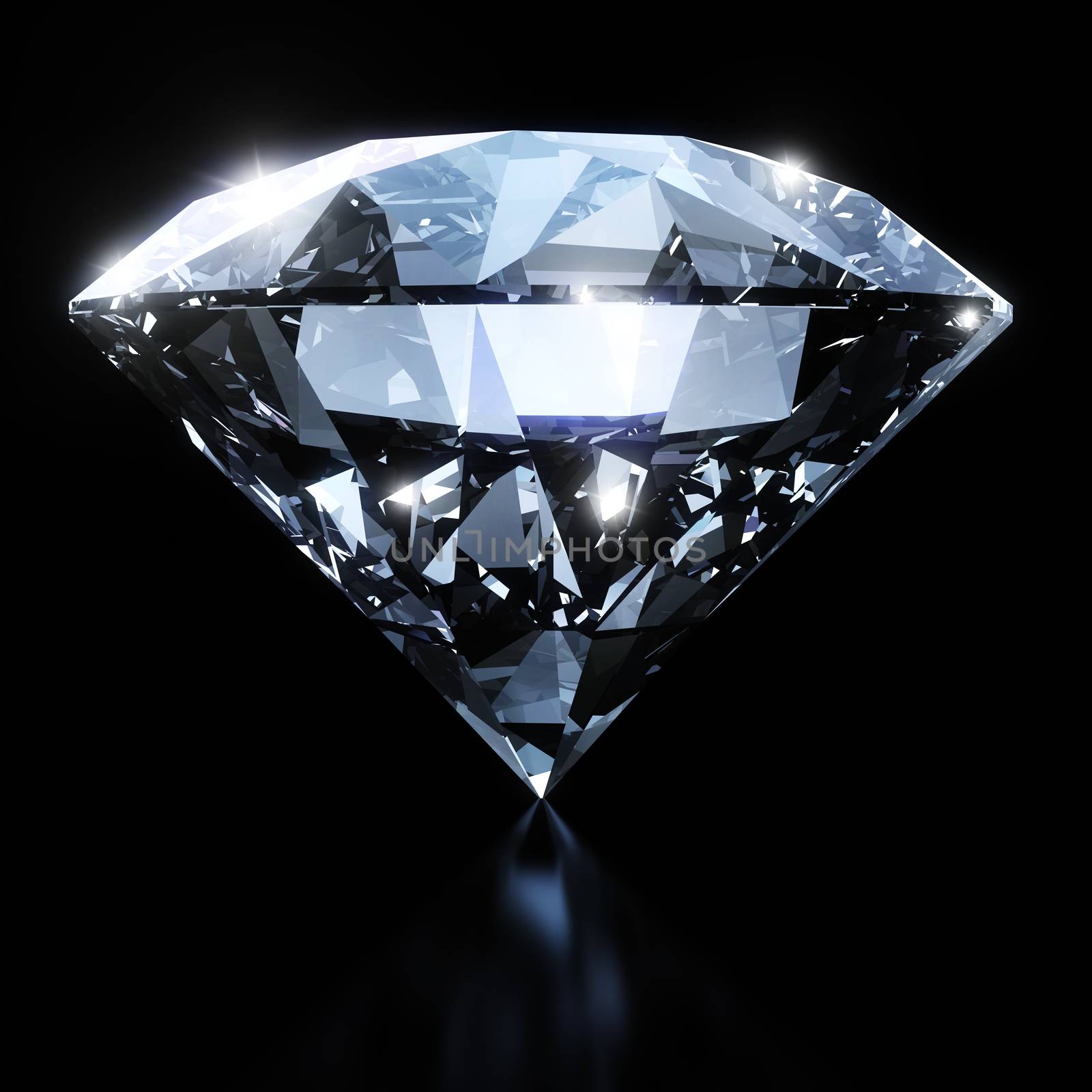 Shiny diamond isolated on black background with clipping path