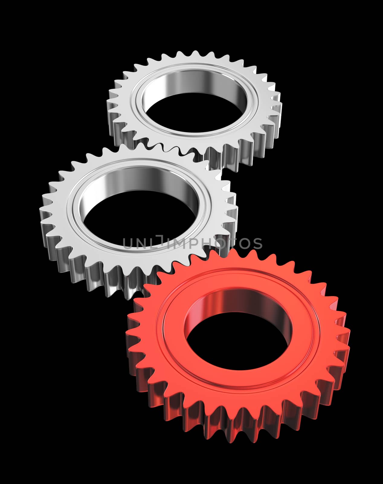 Gears on black background - clipping mask