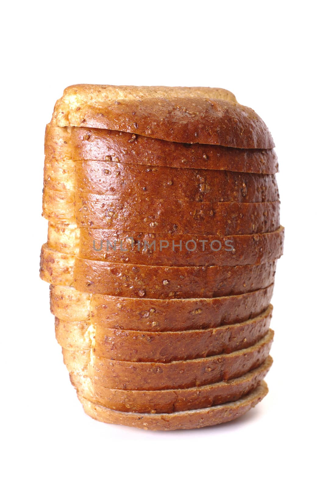 Whole wheat bread on white background