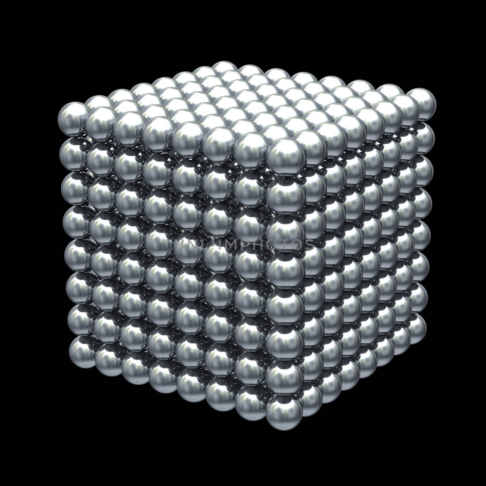 Magnetic metal balls cube - clipping path by 123dartist