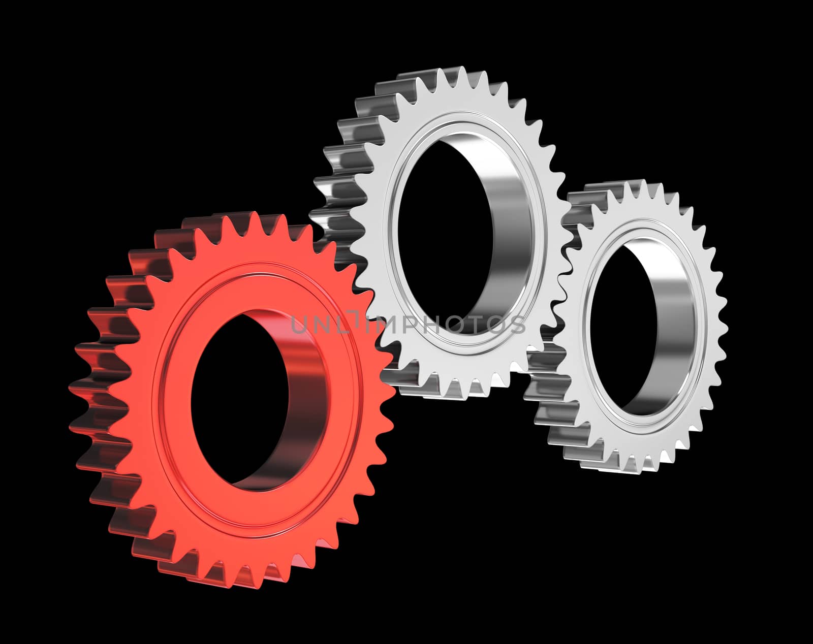 Gears on black background - clipping mask