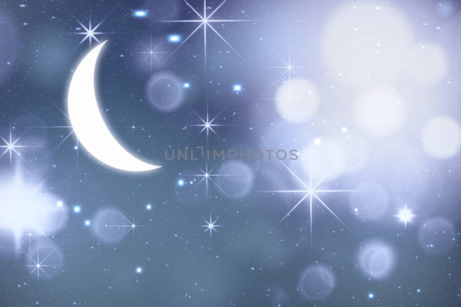Abstract night sky background with shining stars and moon