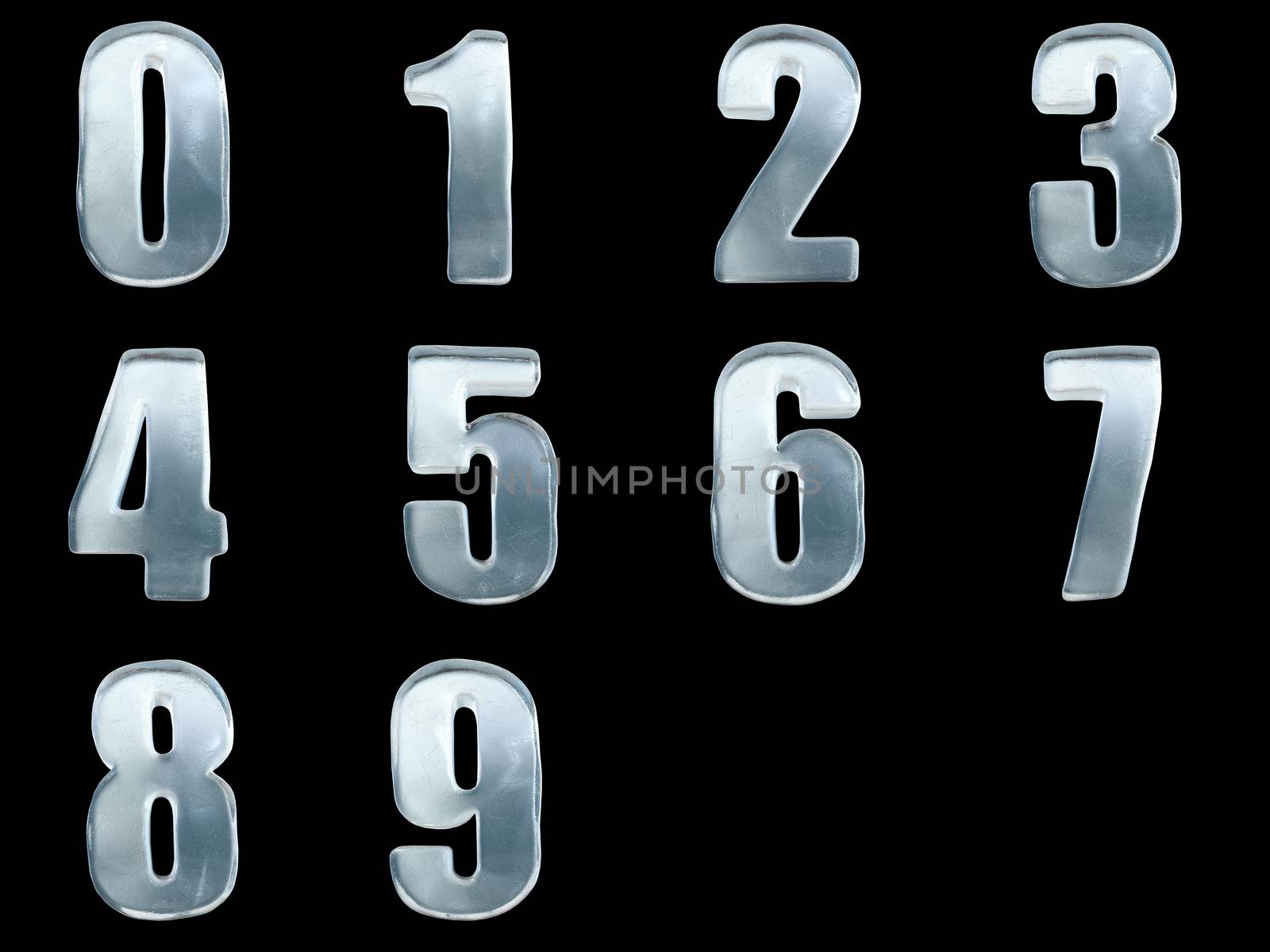 Iced numbers isolated with clipping path
