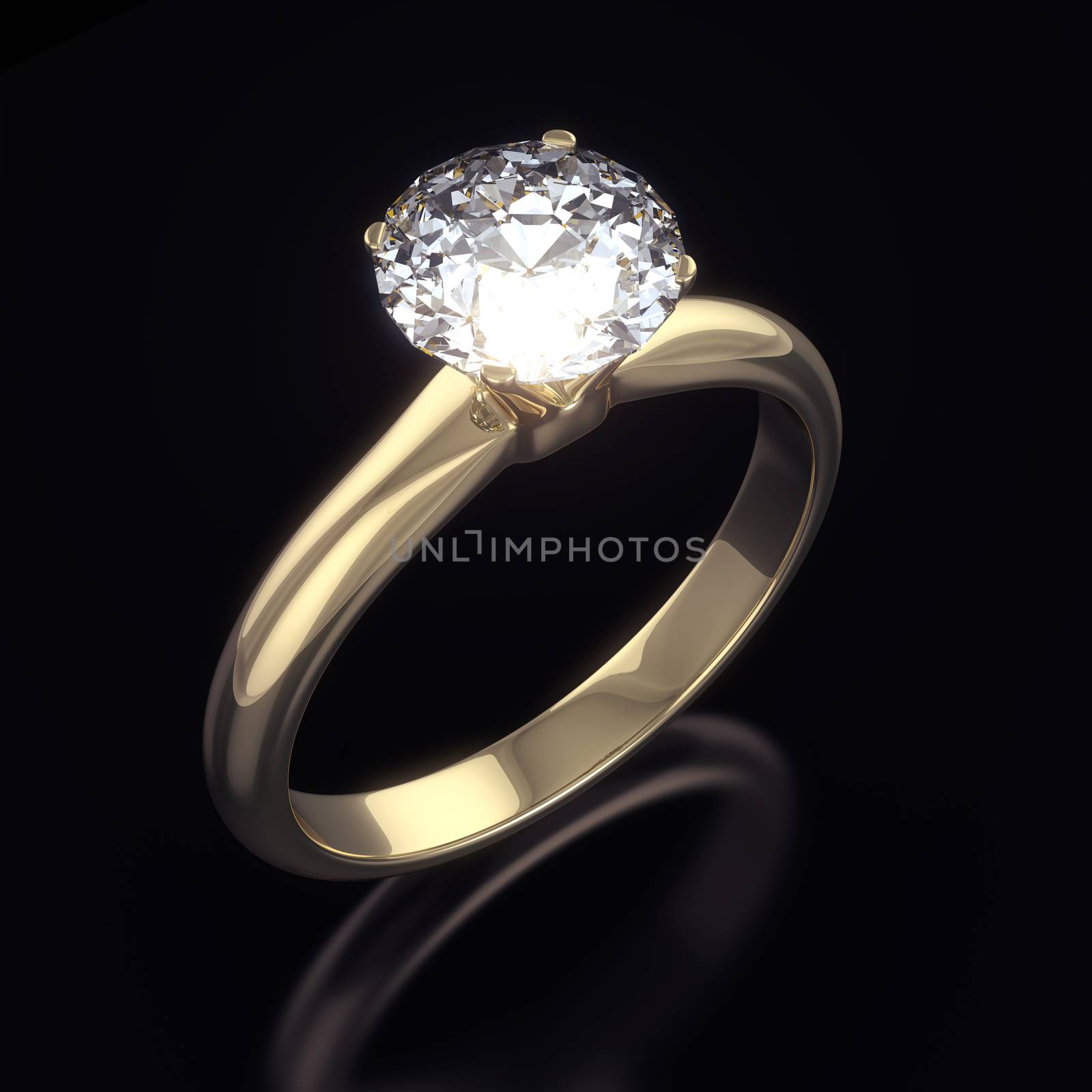 Golden ring with big diamond  by 123dartist