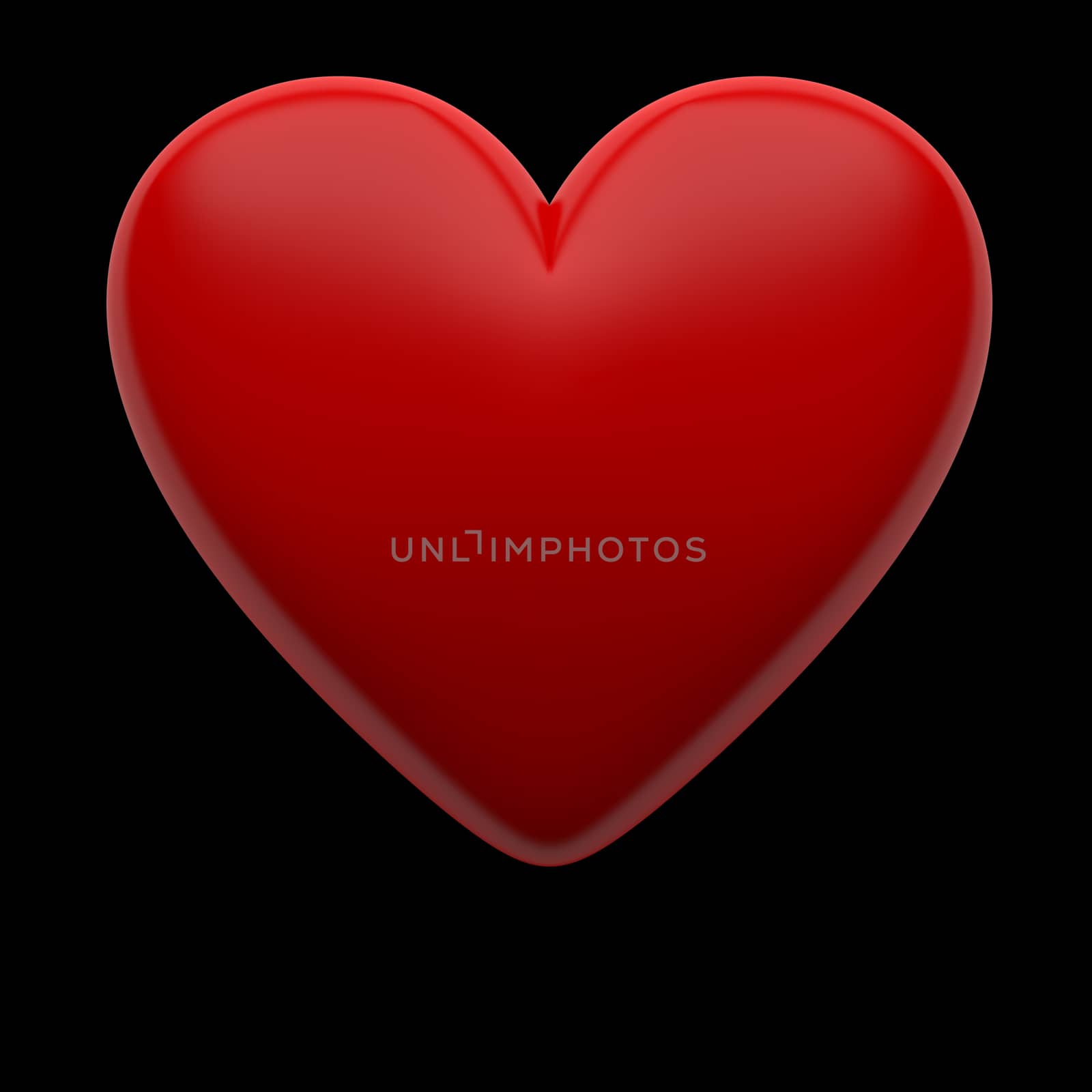 Red 3D heart on black isolated with clipping path by 123dartist