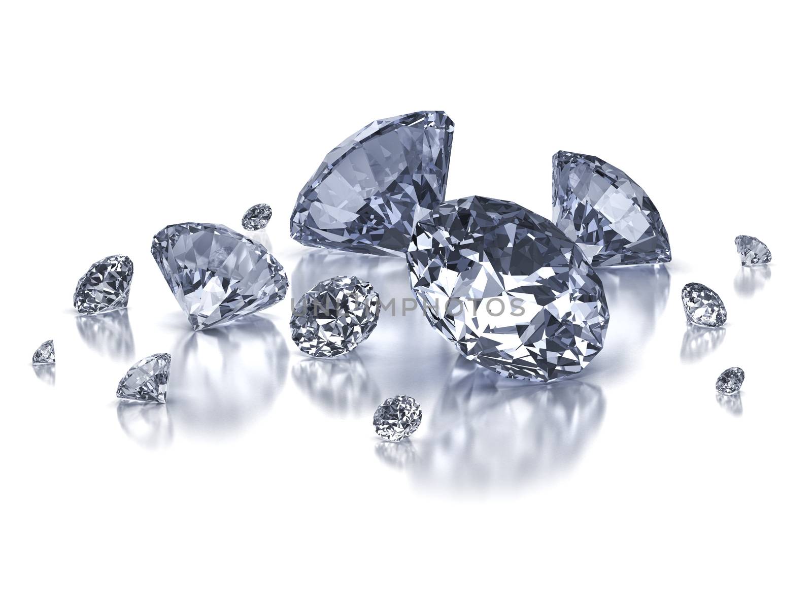 Diamond composition on white background isolated with clipping path