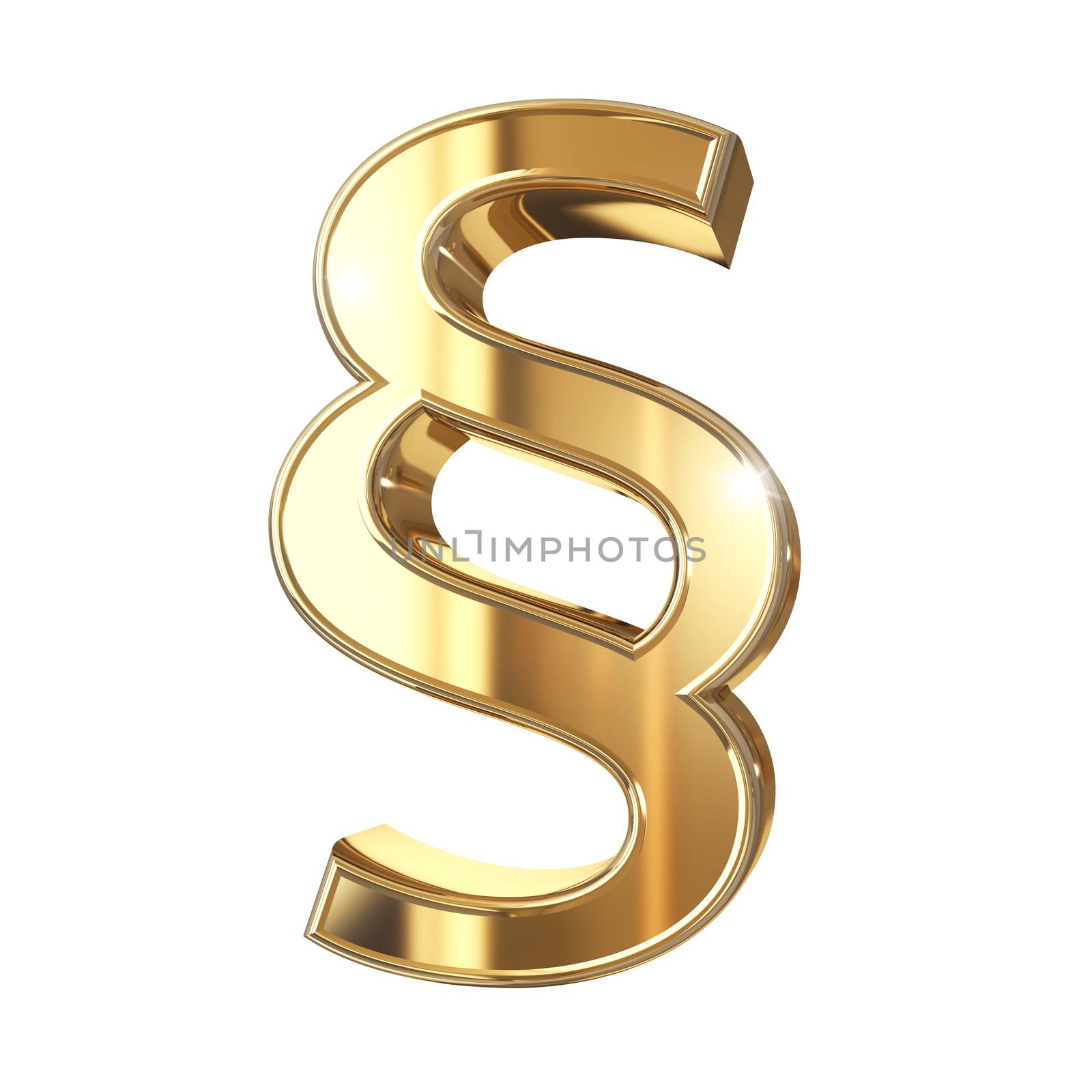 Golden 3D paragraph symbol with clipping path isolated on white background