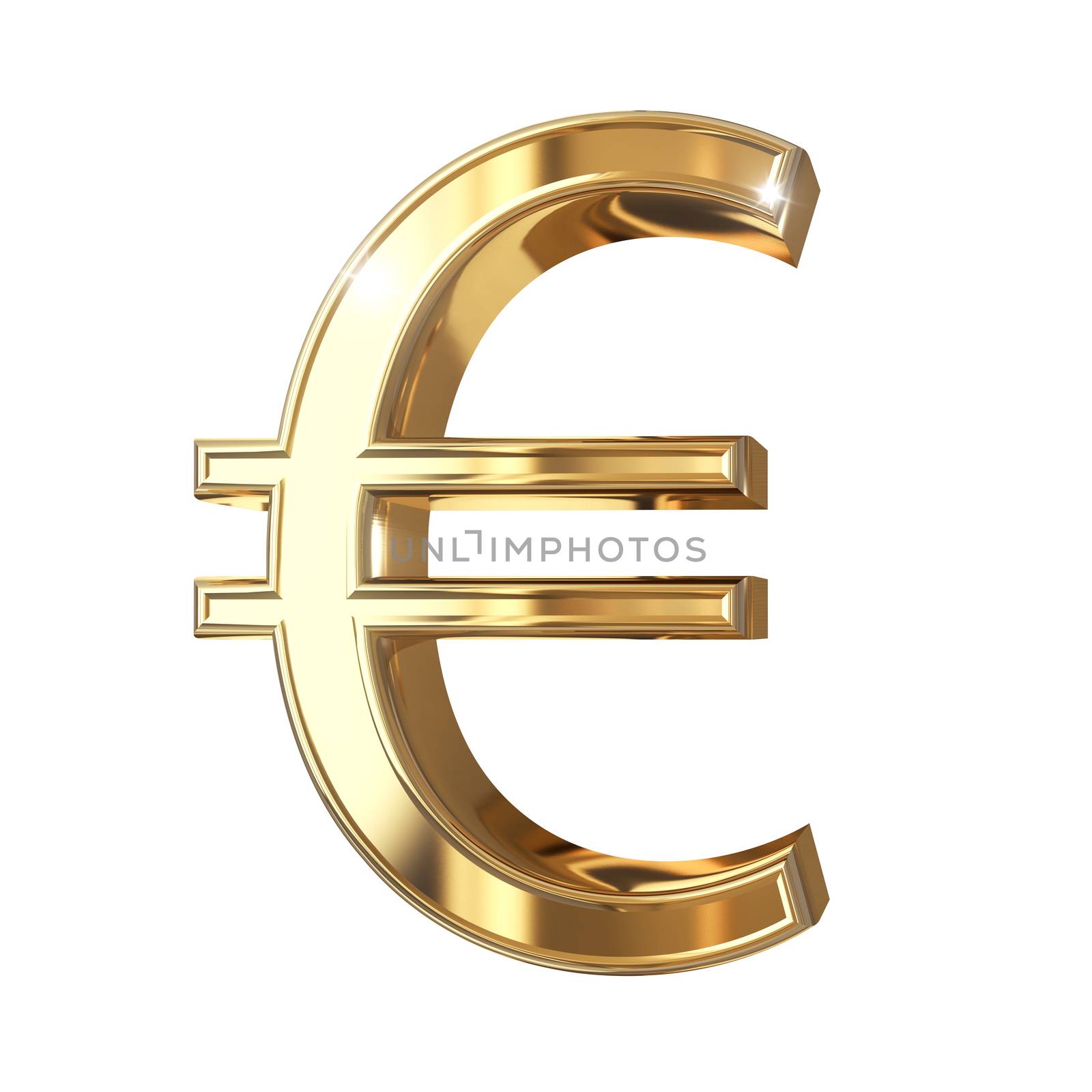 Golden 3D symbol with clipping path isolated on white background