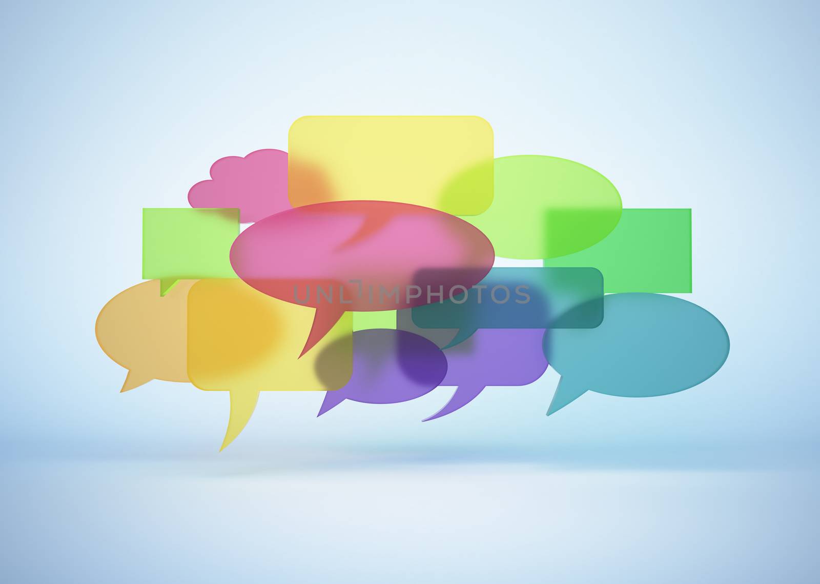 Colorful blank speech bubble cloud - isolated with clipping path