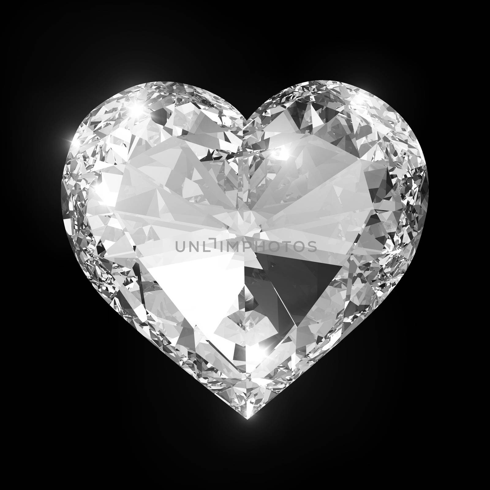 Luxury diamond heart on black background by 123dartist