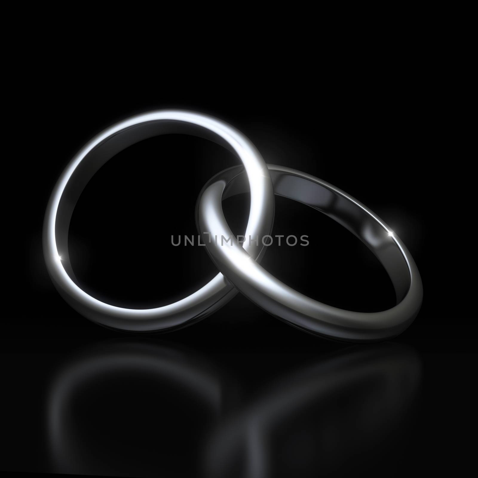 Silver conected rings - isolated with clipping path by 123dartist