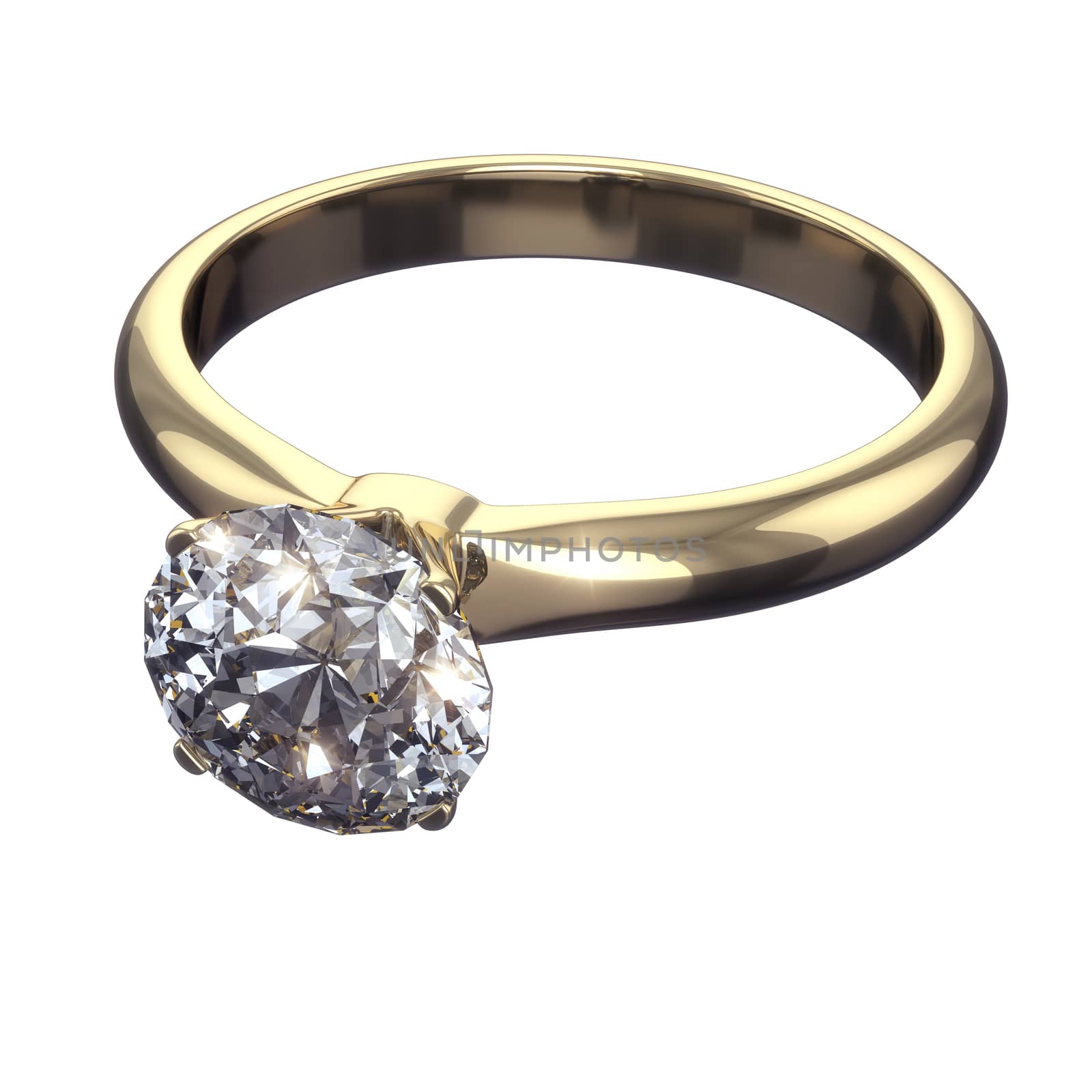 Diamond golden ring - isolated on white background with clipping path
