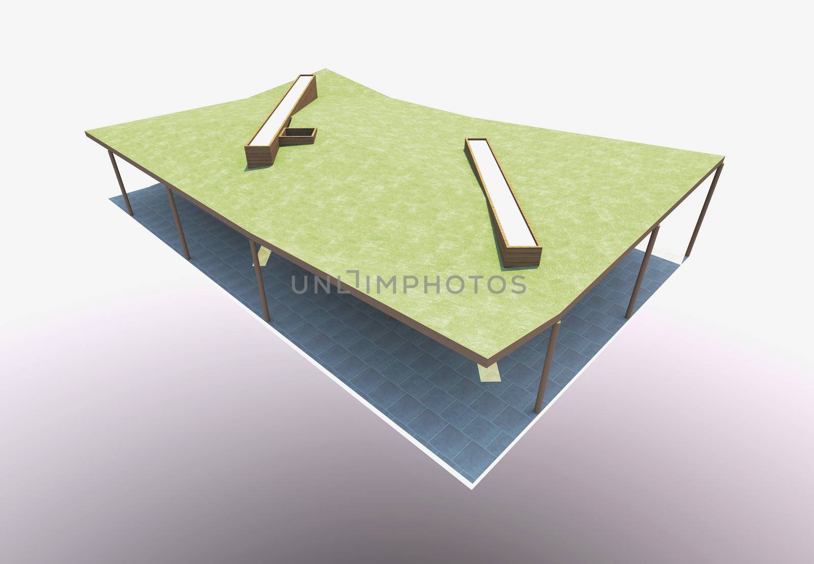 3D rendered of green roof architecture