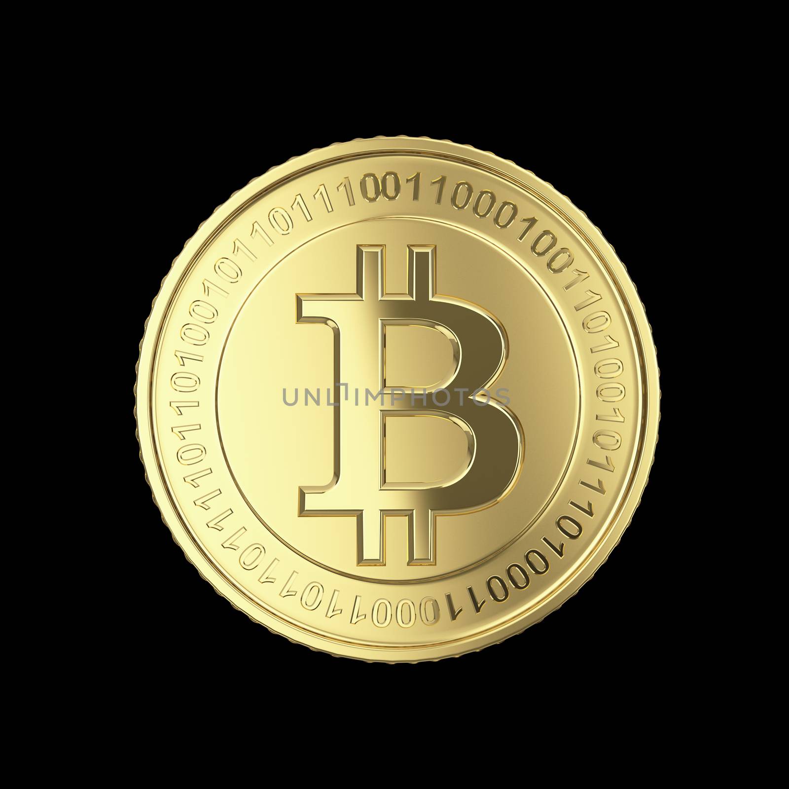 Golden Bitcoin digital currency by 123dartist