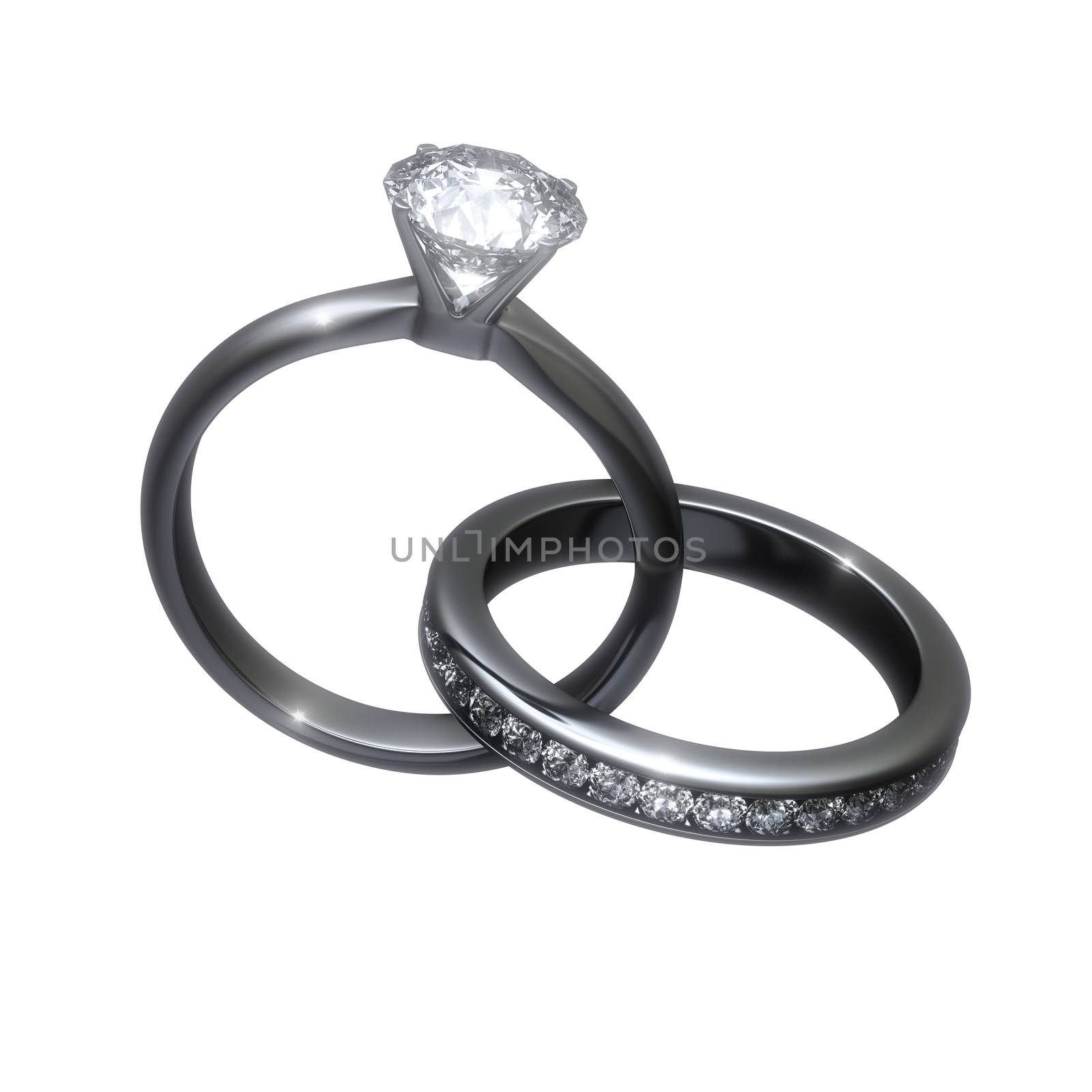Diamond wedding rings - isolated with clipping path