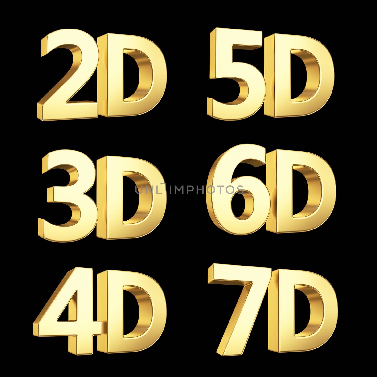 Golden dimension symbols isolated on black
 by 123dartist