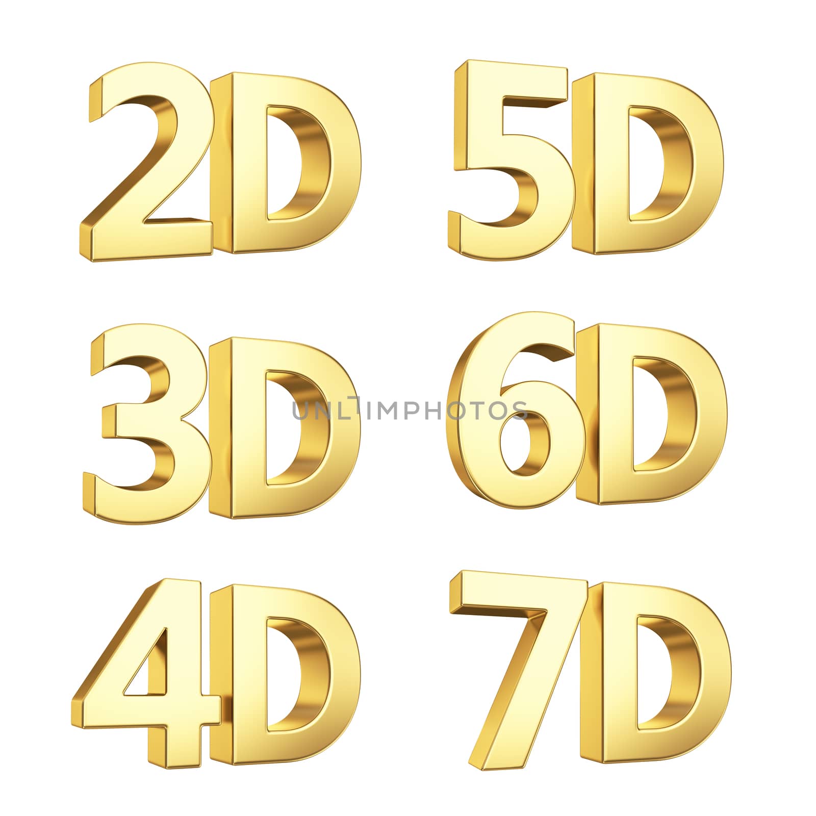 Golden dimension symbols isolated on white by 123dartist