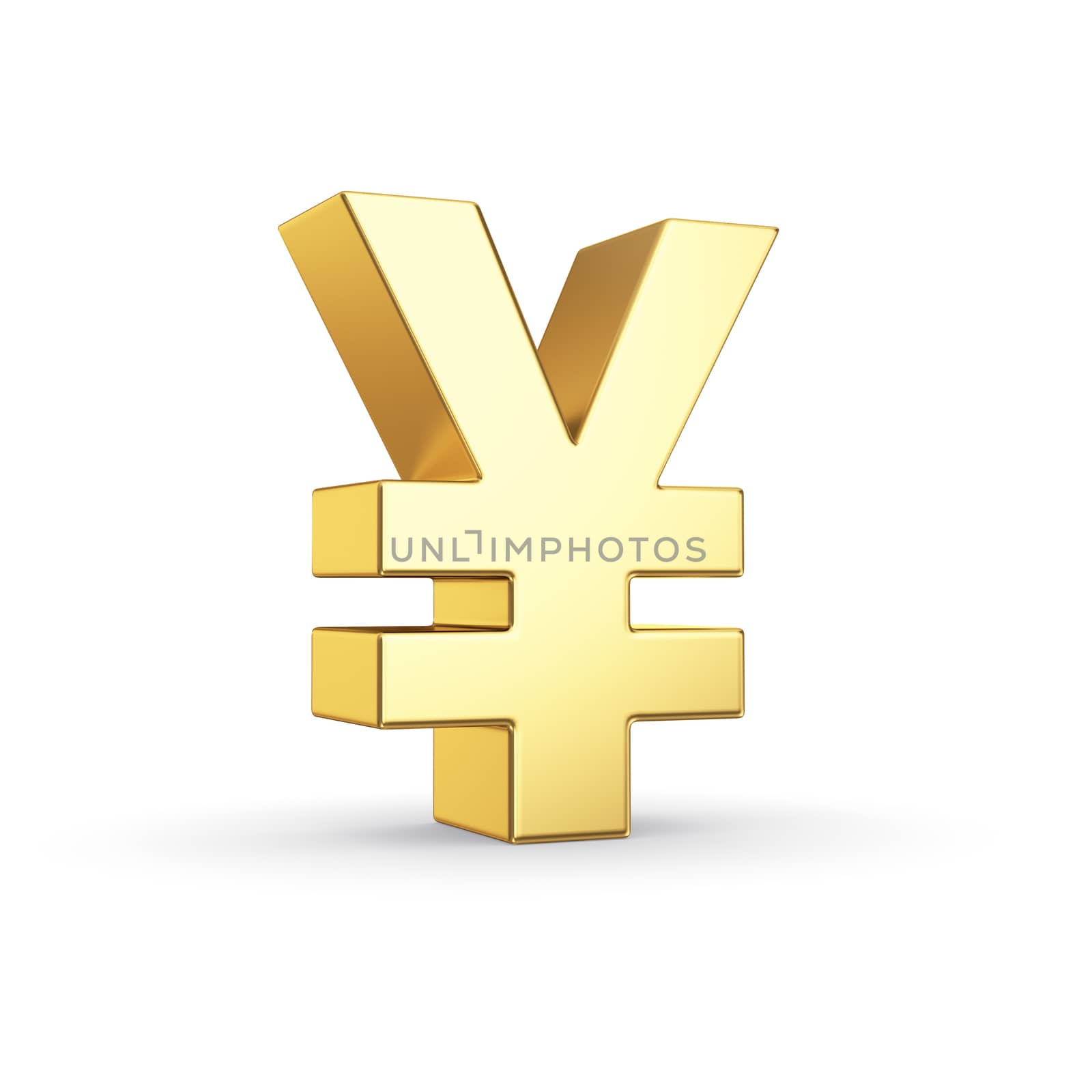 Golden currency symbol isolated on white with clipping path