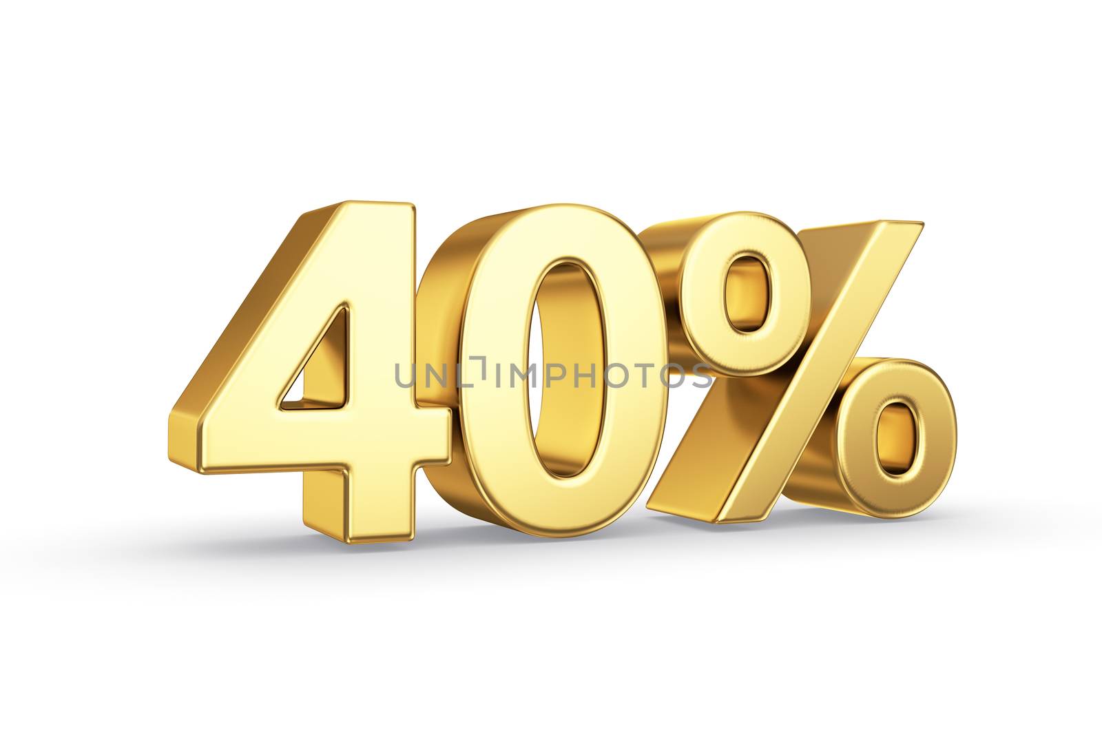 golden 3D percentage icon - isolated with clipping path