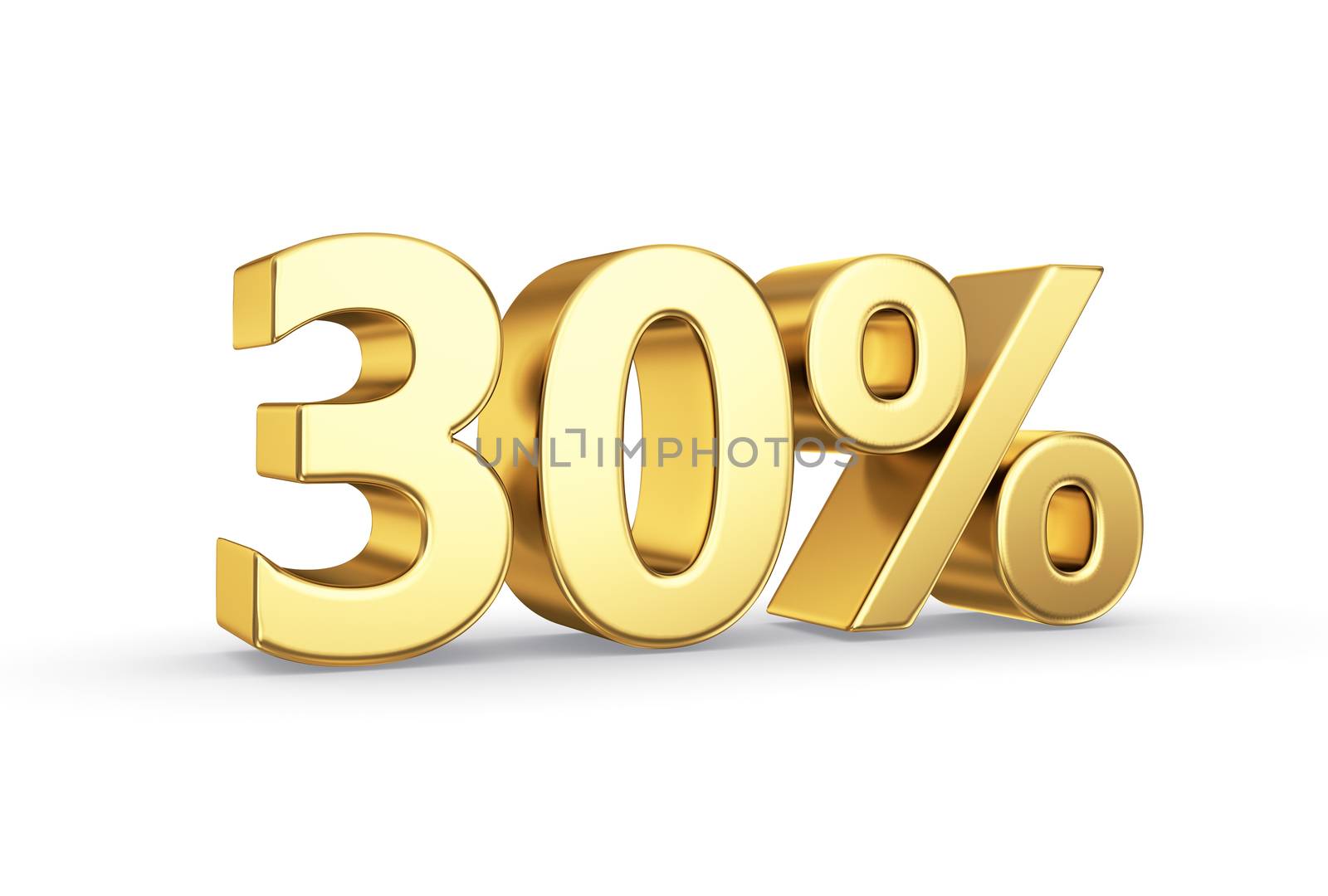 golden 3D percentage icon - isolated with clipping path