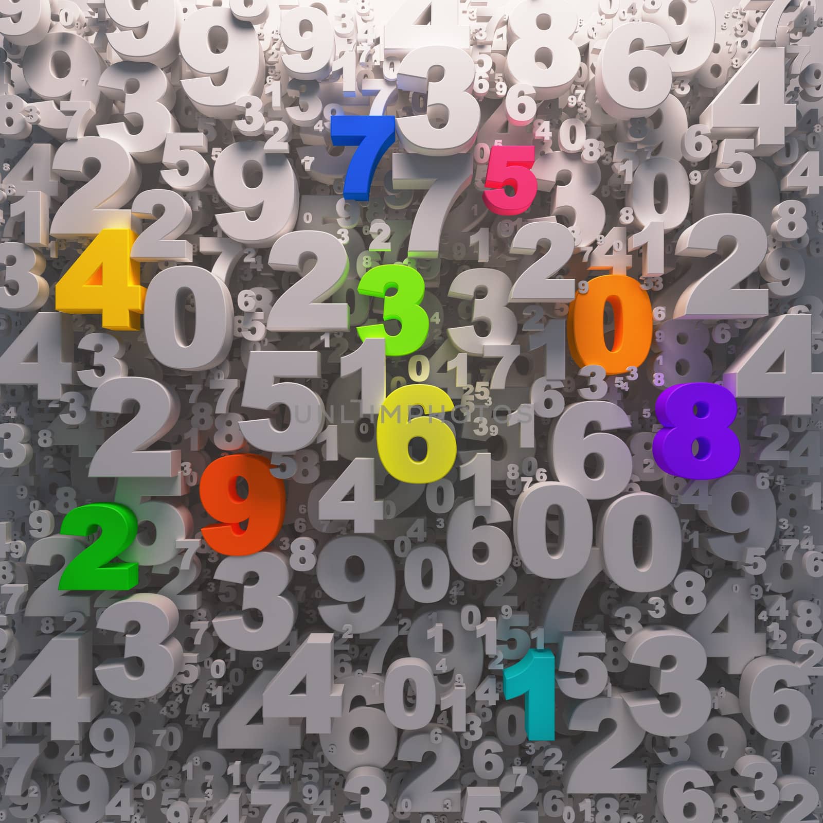 3D digits background - color 0-9 by 123dartist