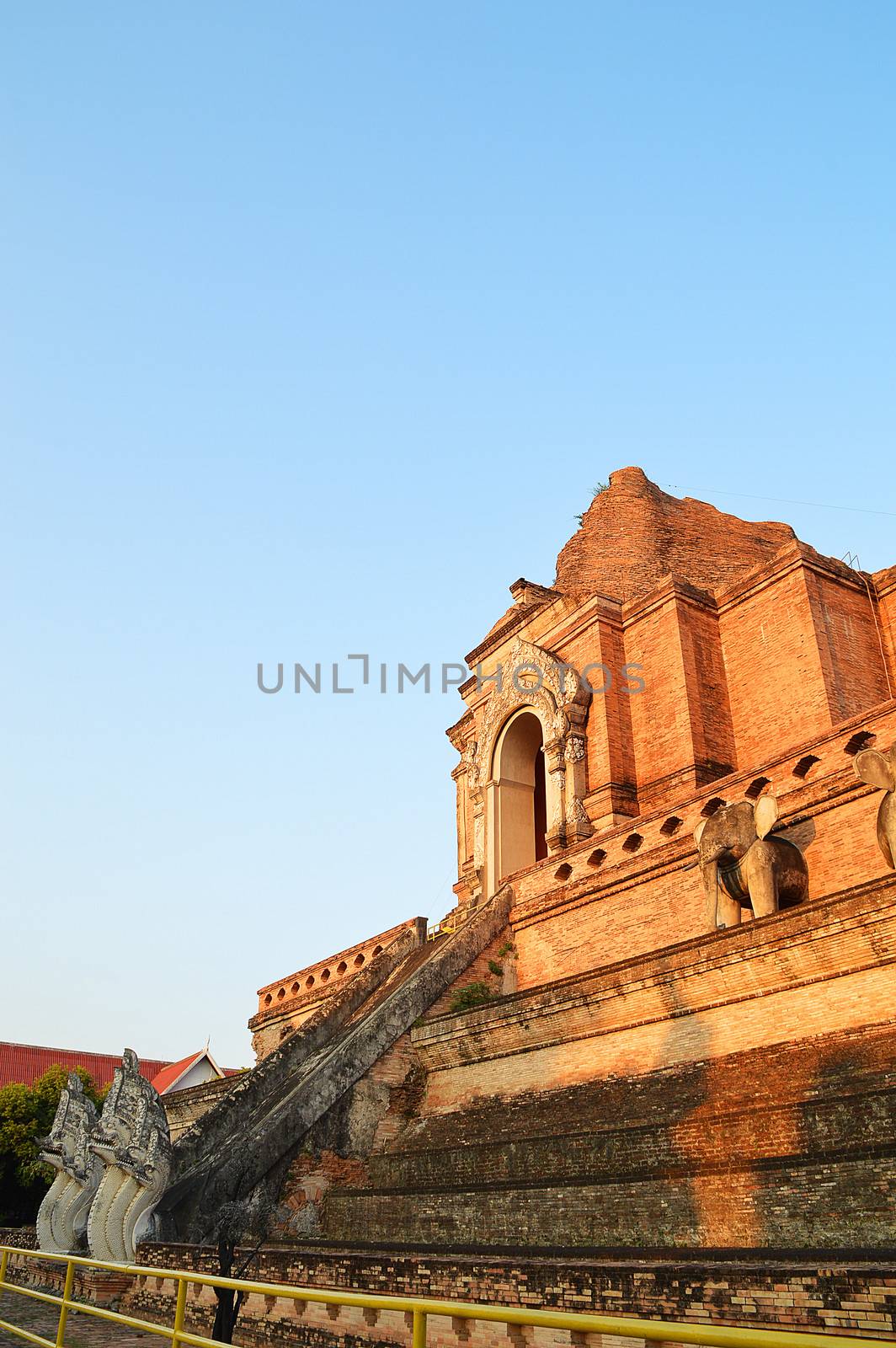 Ancient Pagoda build from brick at Wat Chedi Luang by Lekchangply