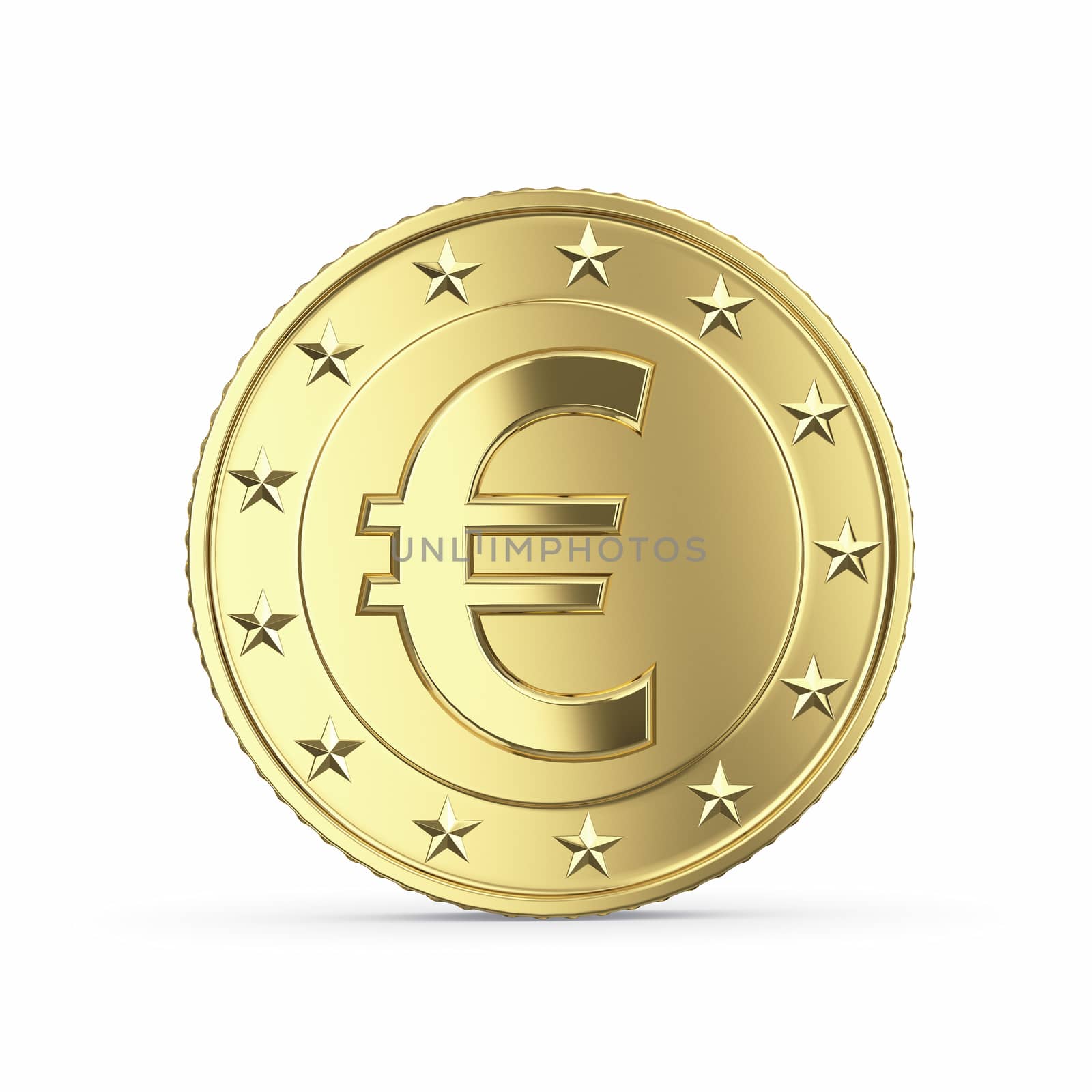 golden euro coin on white background by 123dartist
