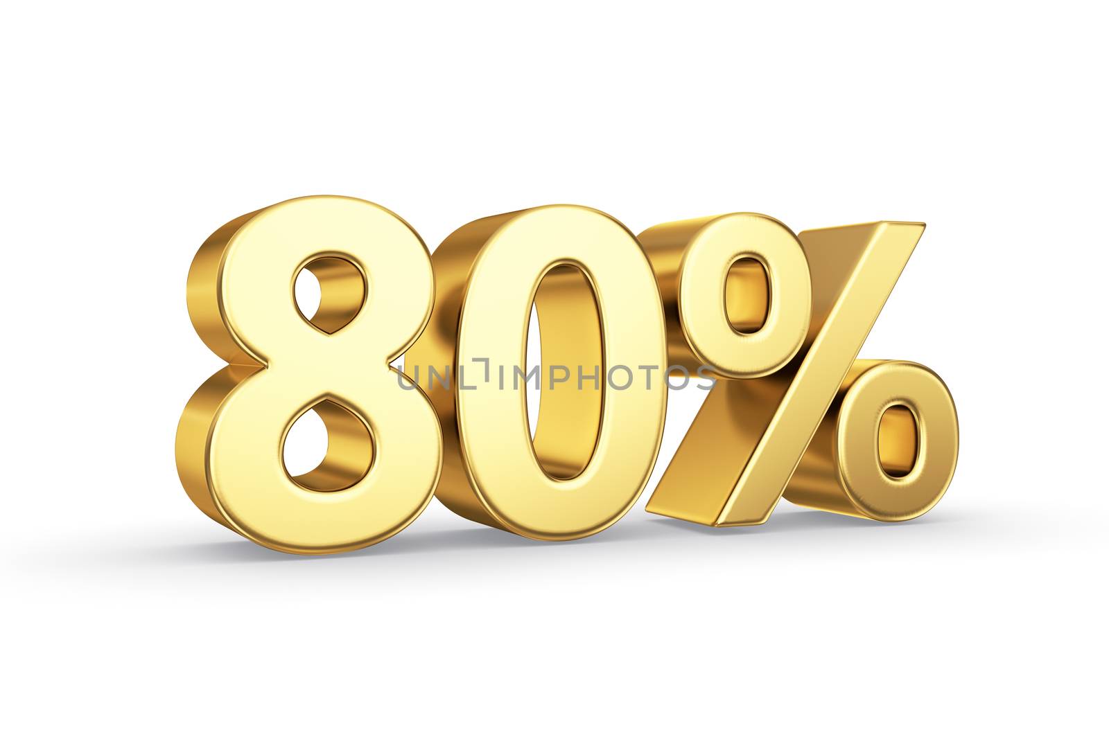 golden 3D percentage icon - isolated with clipping path