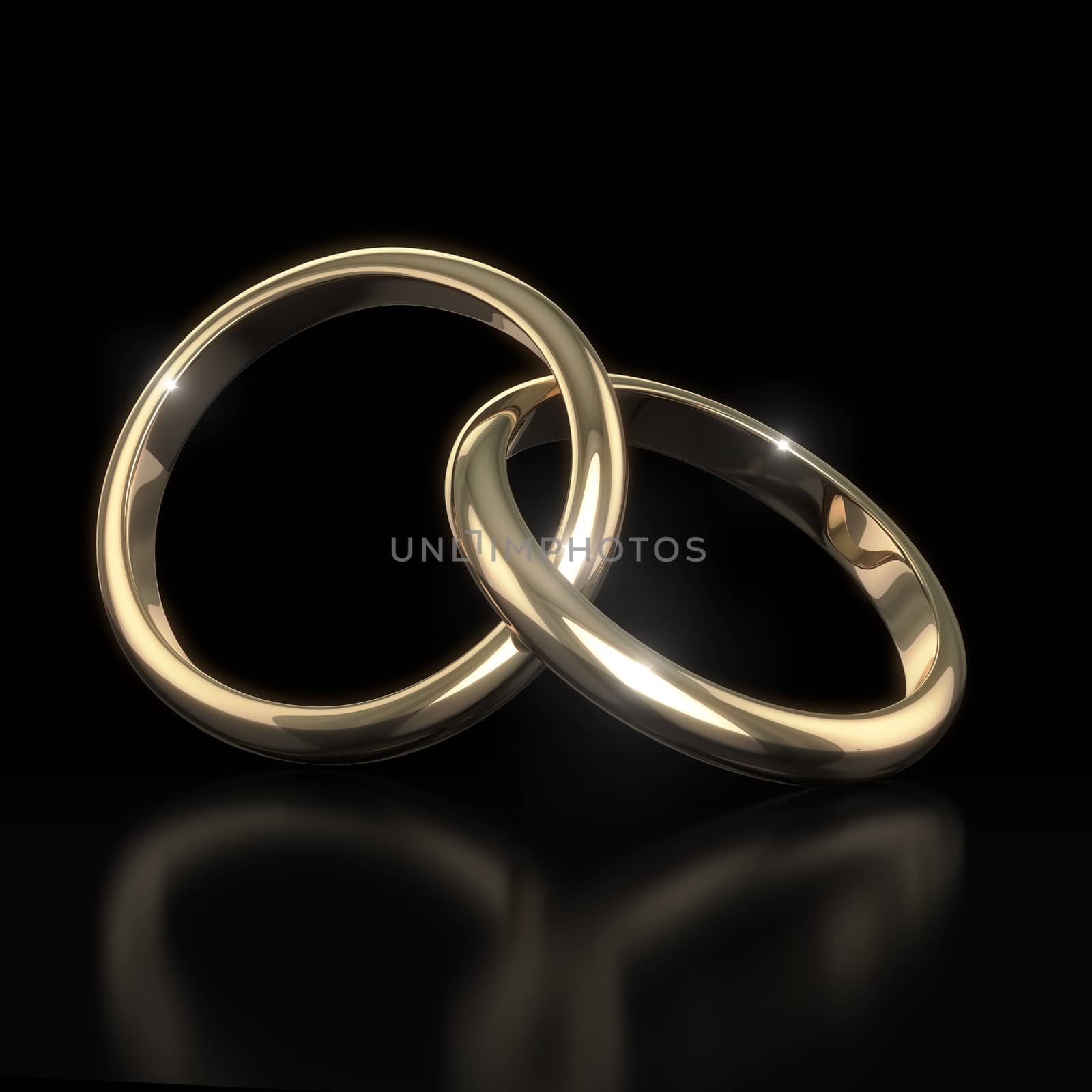 Wedding golden rings - isolated on black