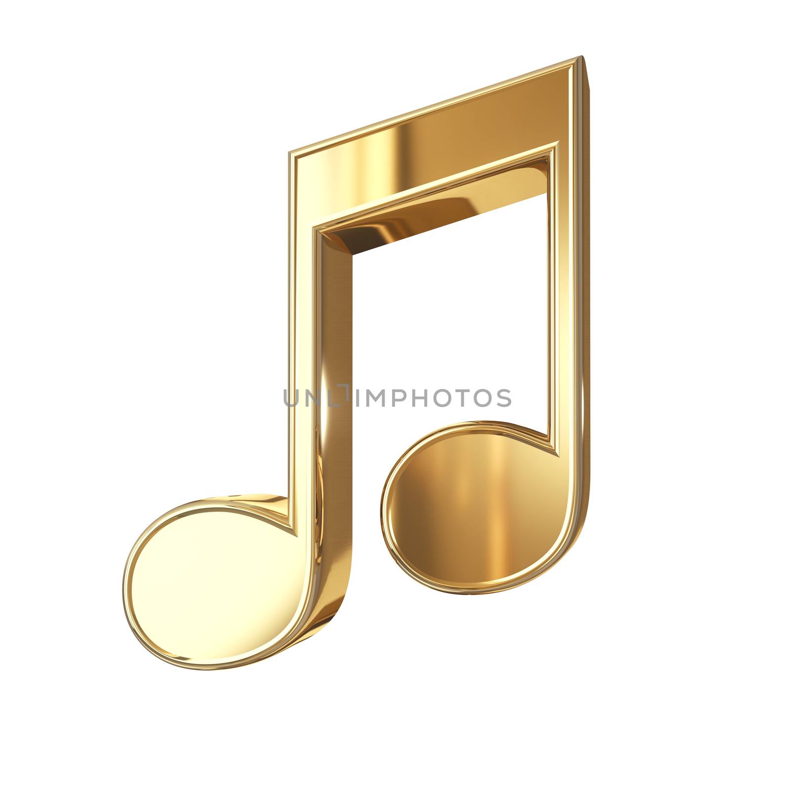 Golden notes symbol with clipping path isolated on white background