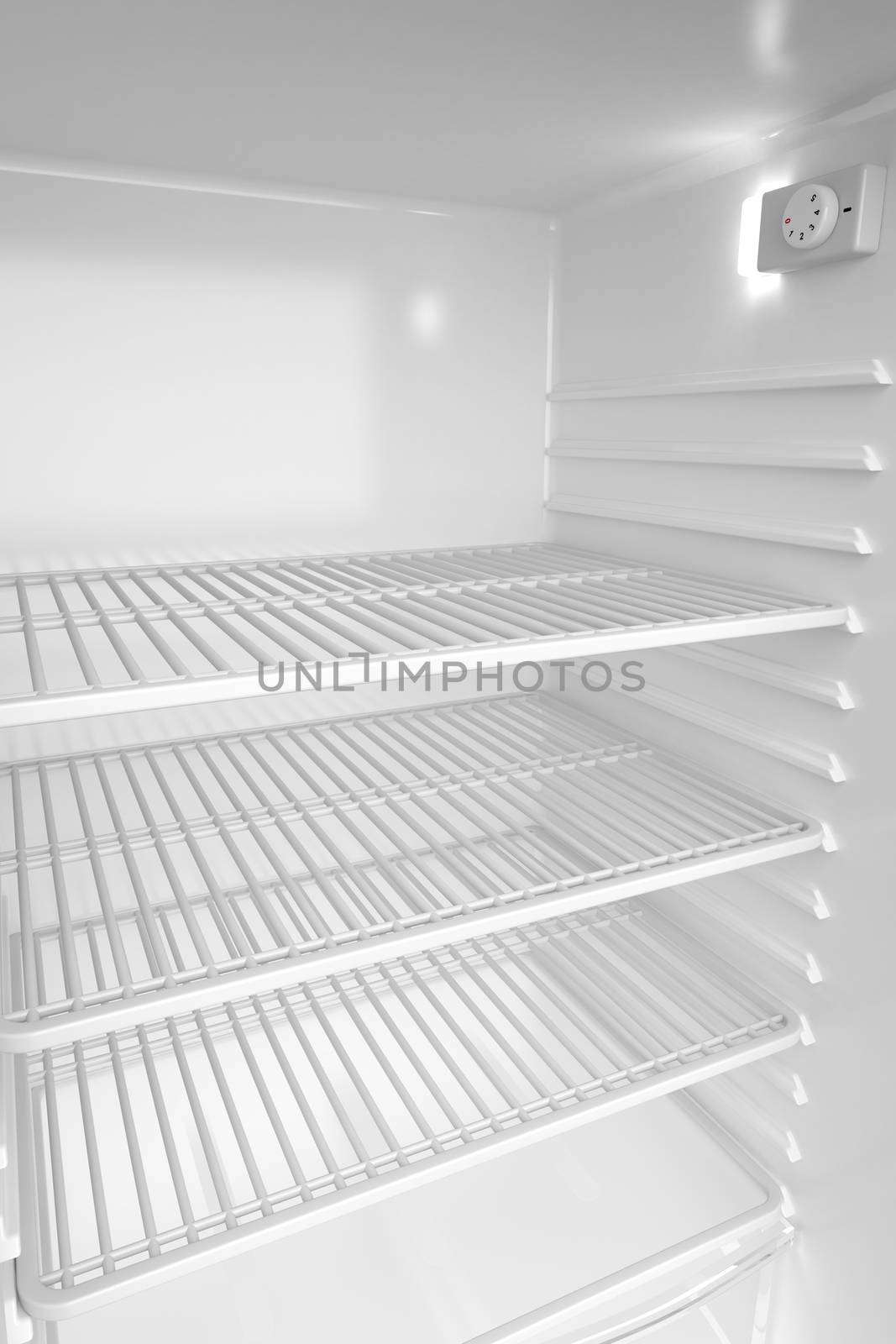 Empty white refrigerator, 3d rendered image