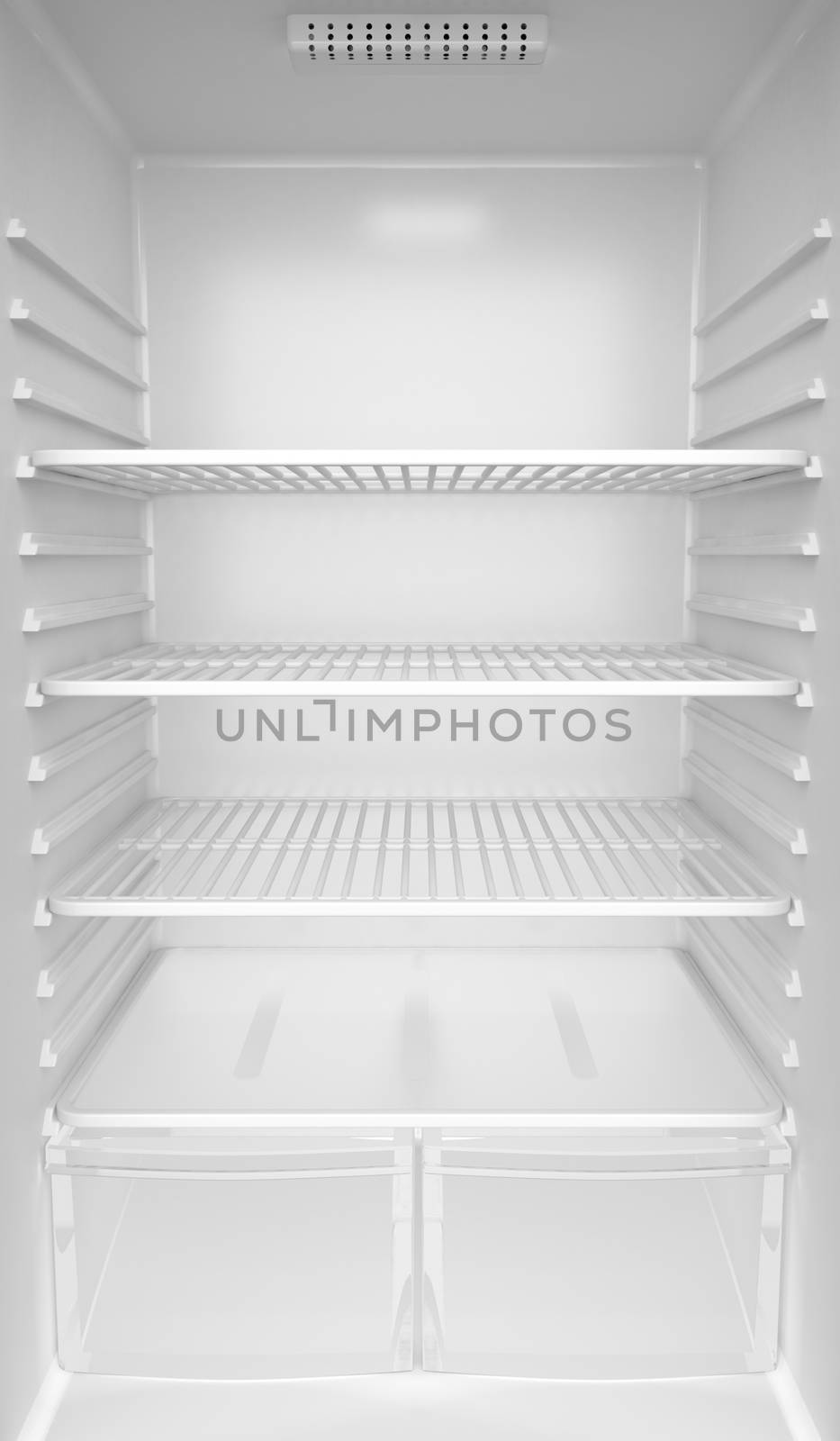 Inside of an empty white fridge