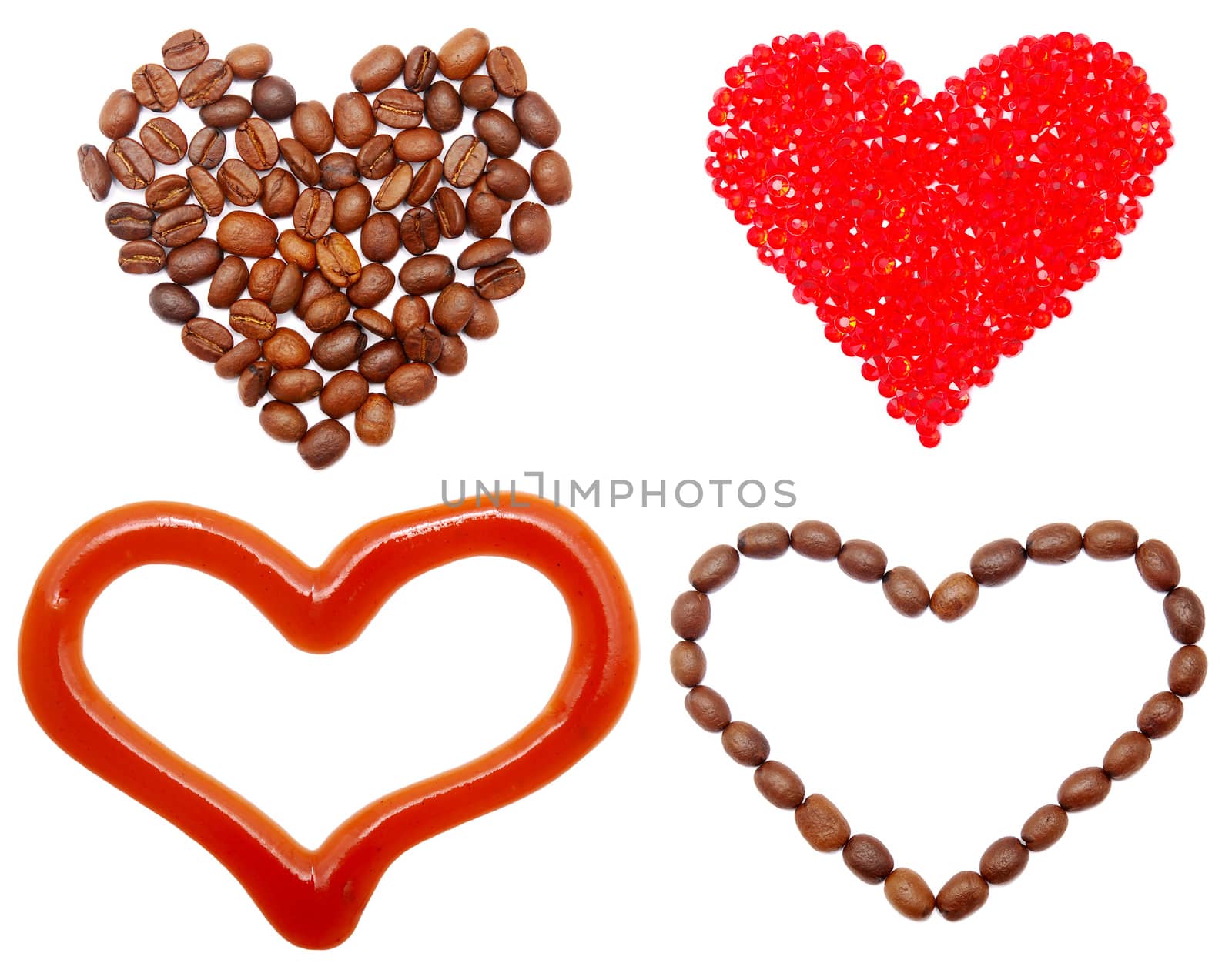 group of hearts isolated on white