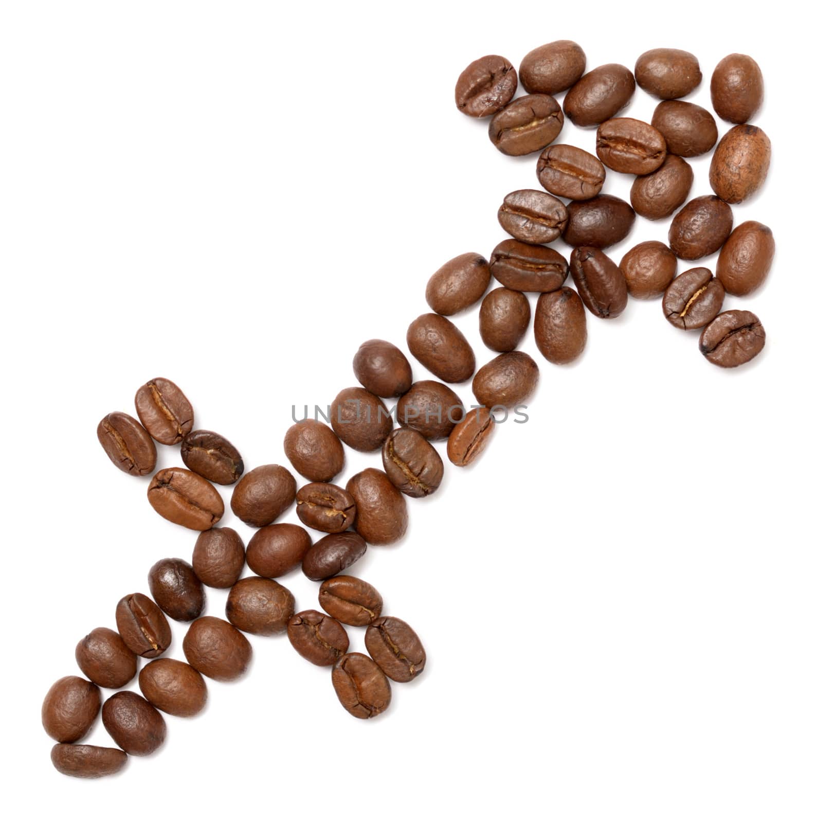 sagittarius (zodiac sign) of coffee beans isolated on white