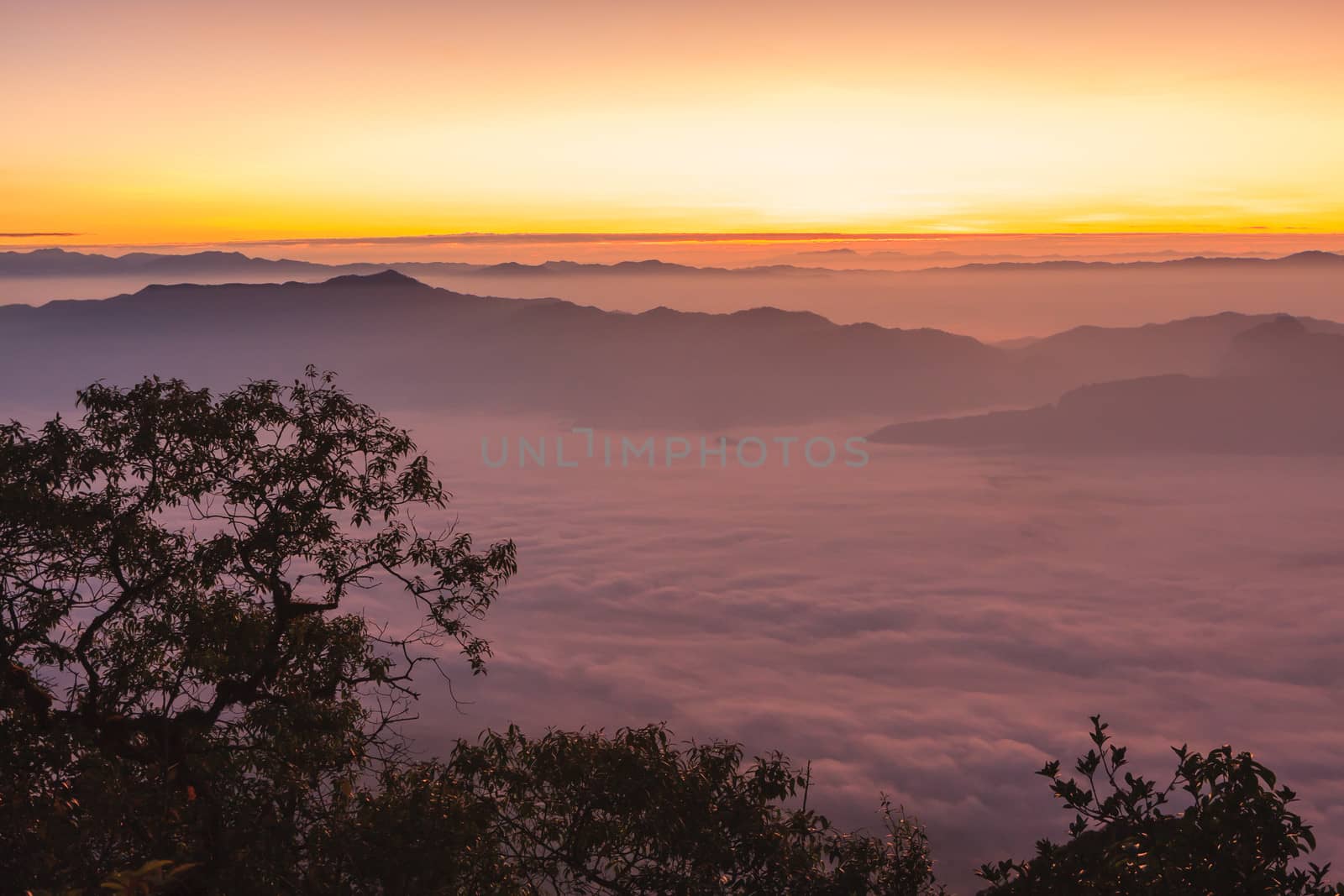 Sunrise view point from Doi Chiang Dao mountain, Chiang mai, Thailand.