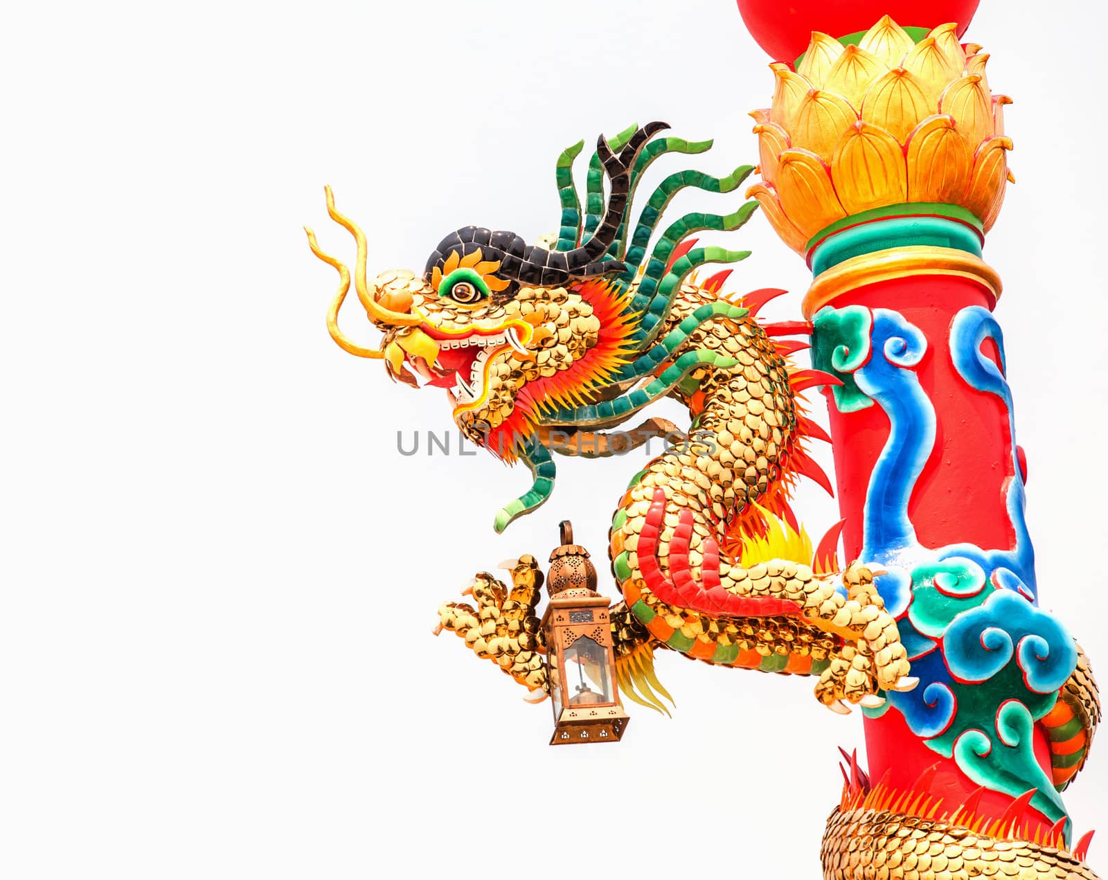 colorful dragon statue on china temple