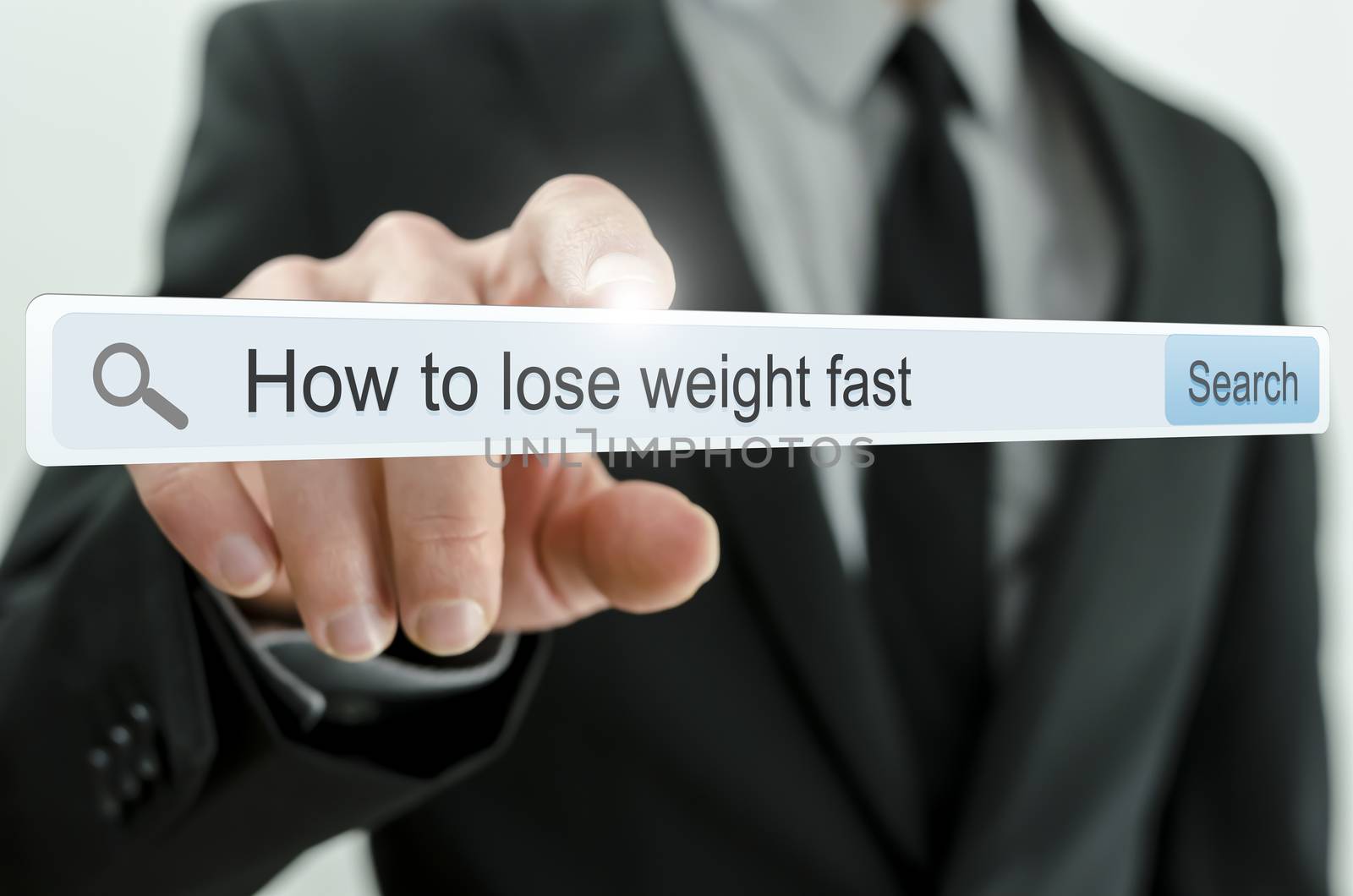 How to lose weight fast written in search bar on virtual screen.