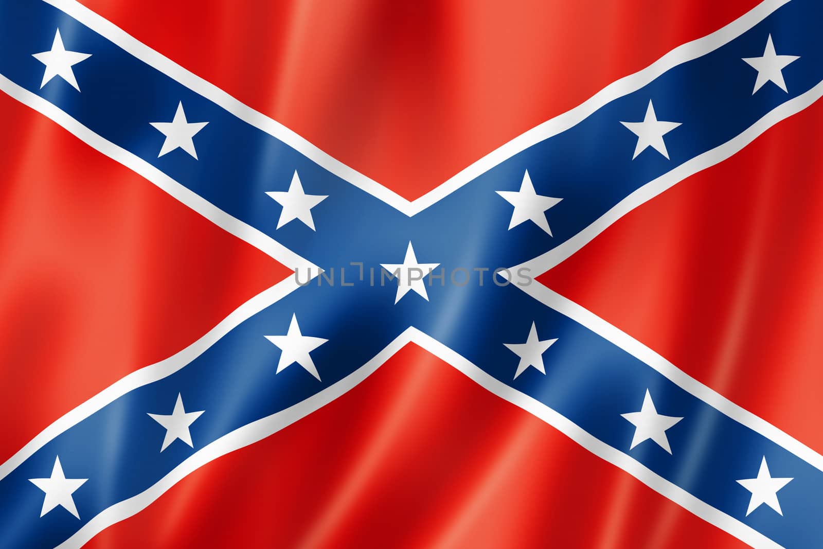 Confederate flag, three dimensional render, satin texture