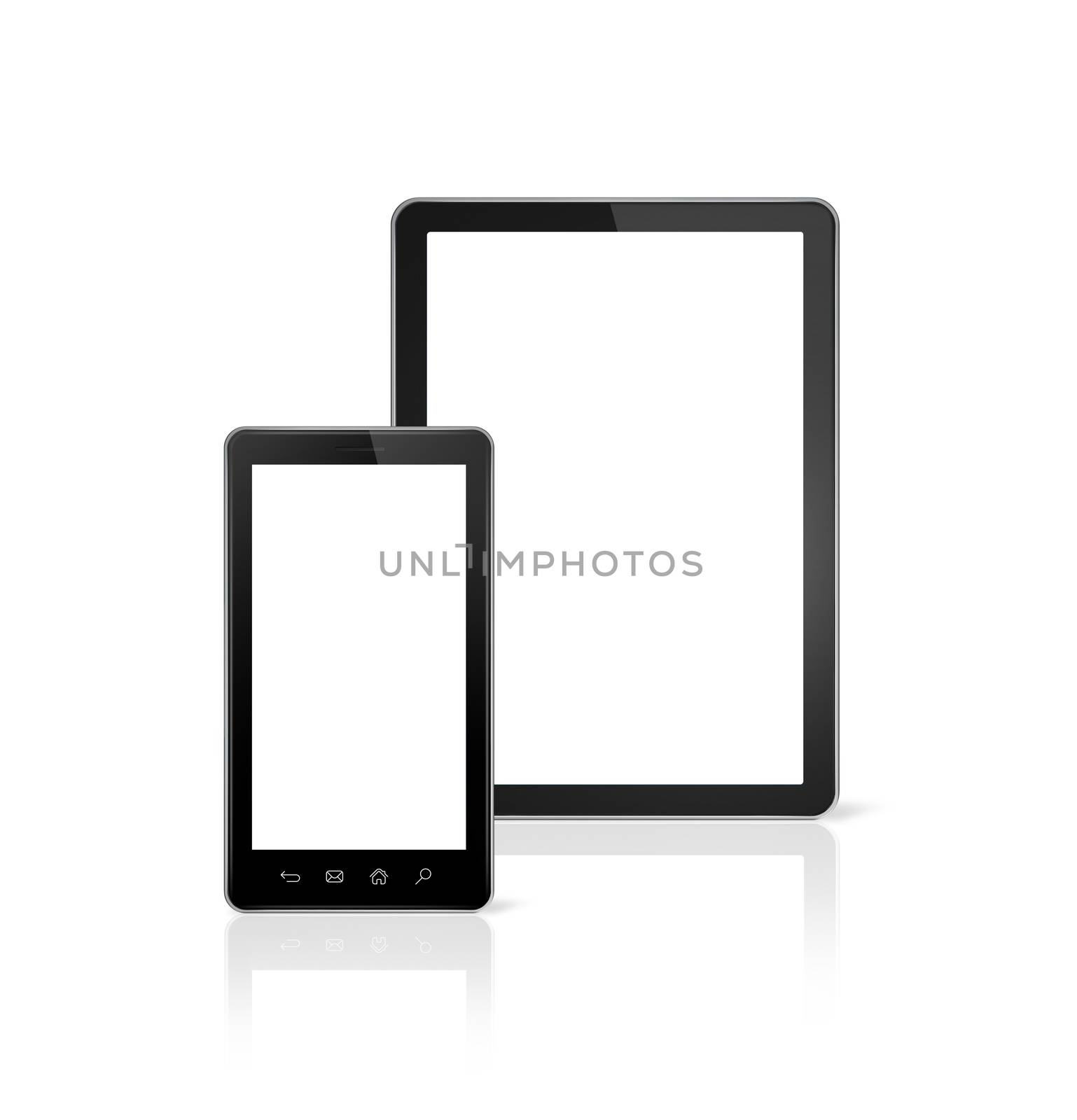 3D mobile phone and digital tablet pc - isolated on white with clipping path