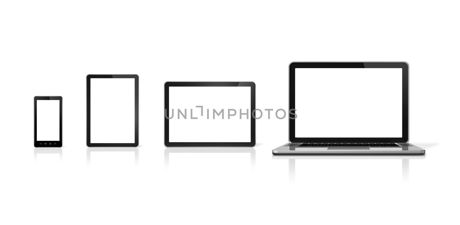 Laptop, mobile phone and digital tablet pc by daboost